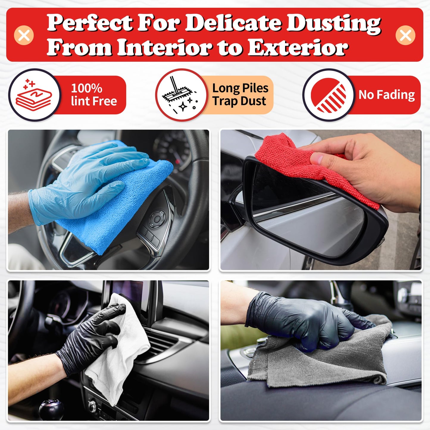 FIXSMITH Shop Towels, Microfiber Cleaning Cloths Bulk, 200 Pack Microfiber Towels for Cars, All-Purpose Absorbent Cleaning Rags, Shop Rags for Automotive, Mechanic, Garage, Bar, 11.5 x 11.5 inch