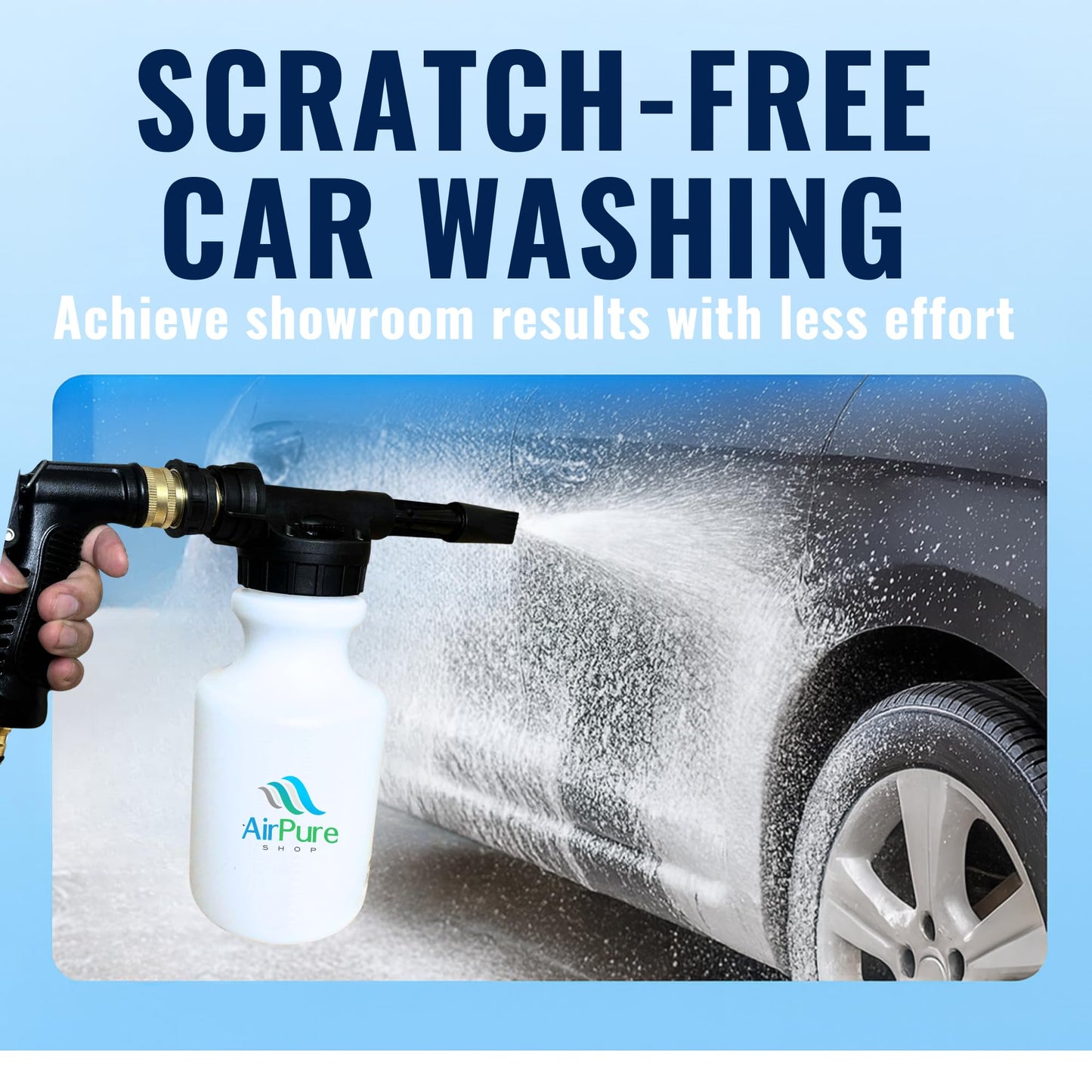 Air Pure Shop Coil Cannon Cleaner Mixing Sprayer, 2L Bottle, Automatic Dilution, Foaming Wand, HVAC Coil Cleaner, Car Detailing, Outdoor Equipment Cleaning
