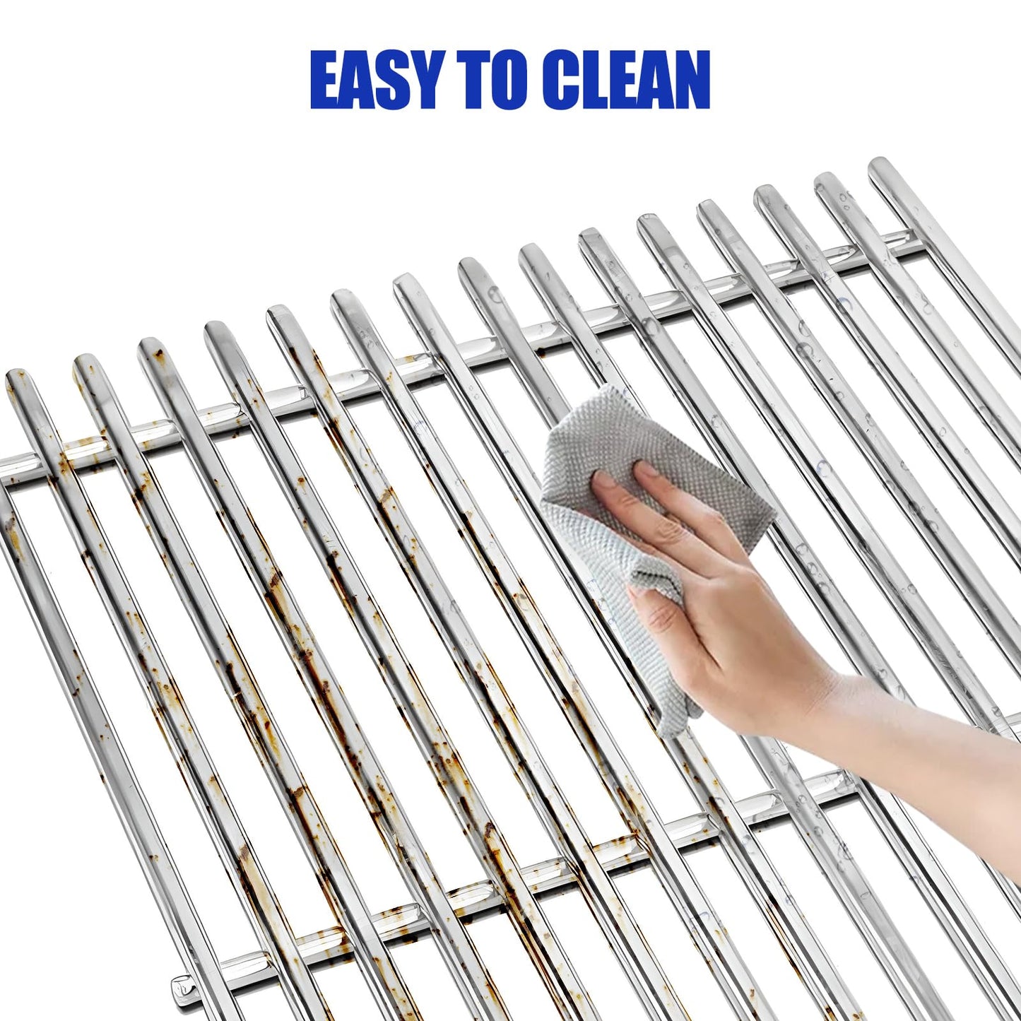 7638 Stainless Steel Grill Grates Replacement Part for Weber Spirit E-310 E-320 S-310 300 Series,Spirit II E-310 SP320 Spirit 700, Genesis Silver Gold B/C Grill Accessories, 2-Pack 17.5in Cooking Grid