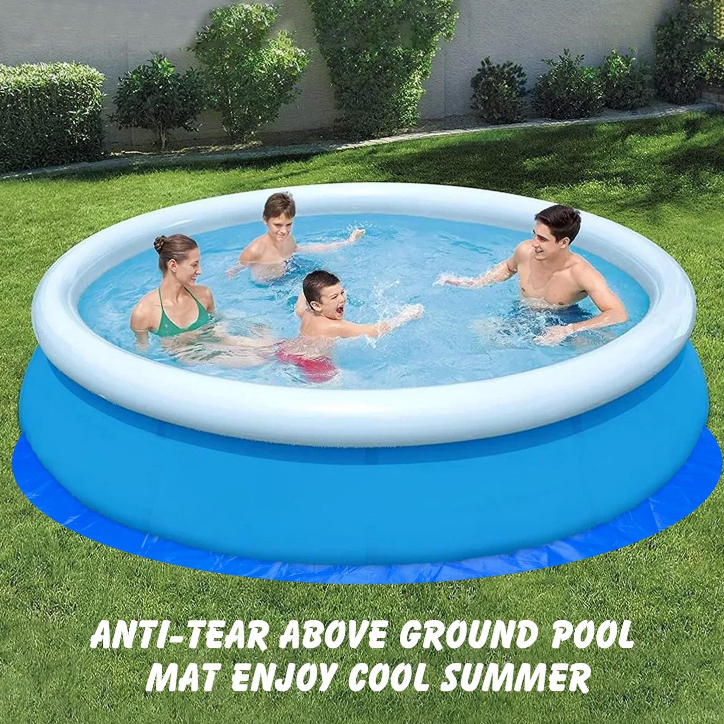 ACRSIKR Round Pool Liner, 15 FT Pools Mats Pad for Above Ground Swimming Pool Outdoor Pool Tarp Liner