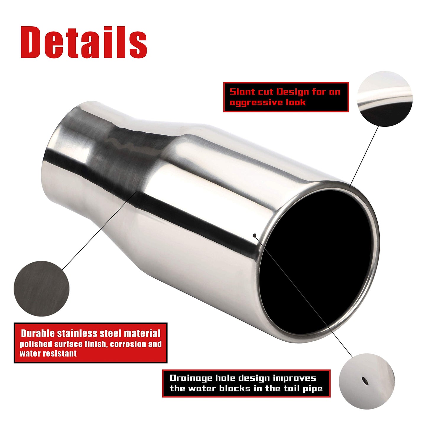 4 Inch Inlet Chrome Exhaust Tip, 4" x 6" x 12" Clamp On Design Universal Stainless Steel Diesel Exhaust Tailpipe Tip.