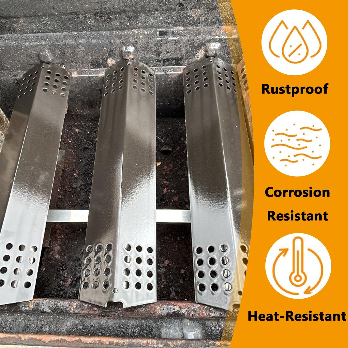 BBQ Replacement Parts Kit for Master Chef G45313 G45308 G45323 G45306 G45309 G45307 & Charbroil 463241313 463241013 463241413 Gas Grills, Heat Shield Plates and Grill Burner Tubes