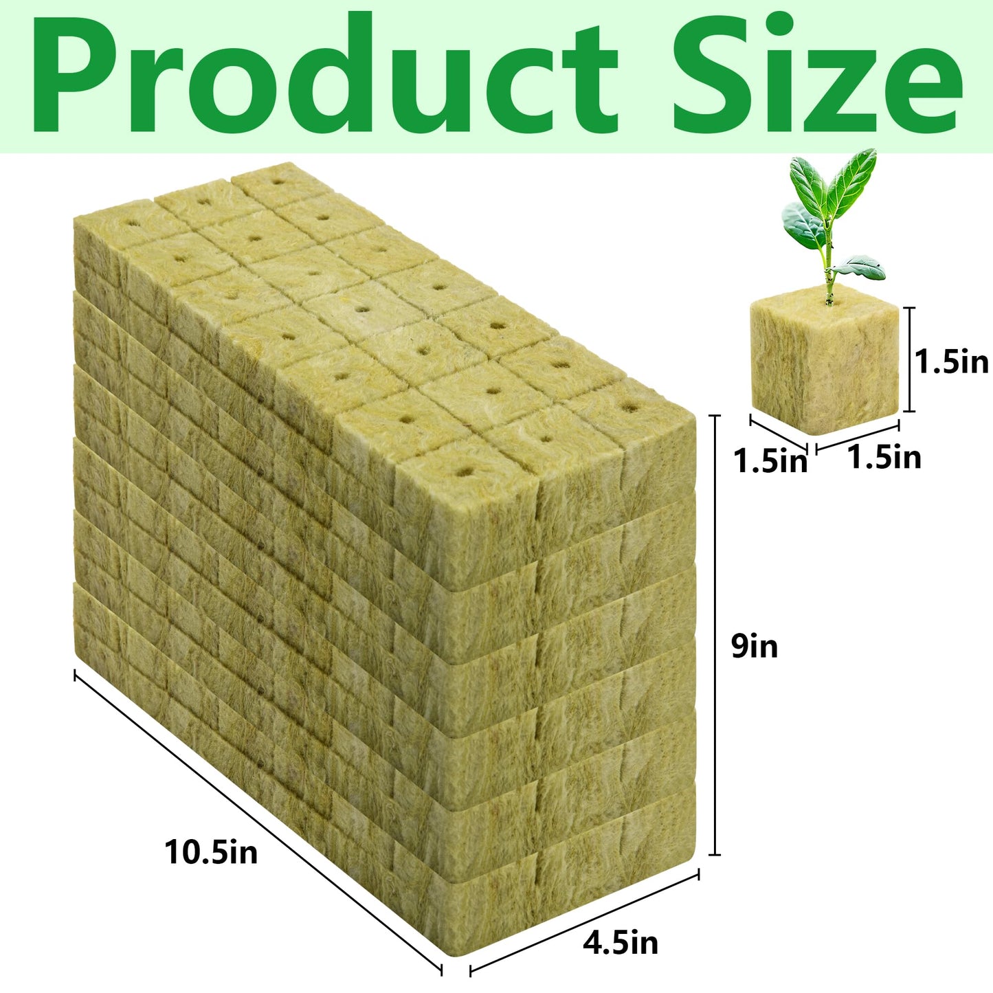 126Pcs Rockwool Grow Cubes - 1.5 Inch Stonewool Starter Plugs for Rapid Plant Growth - Starter Cubes Plugs with Holes for Hydroponic, Seeds Germination and Soilless Growing