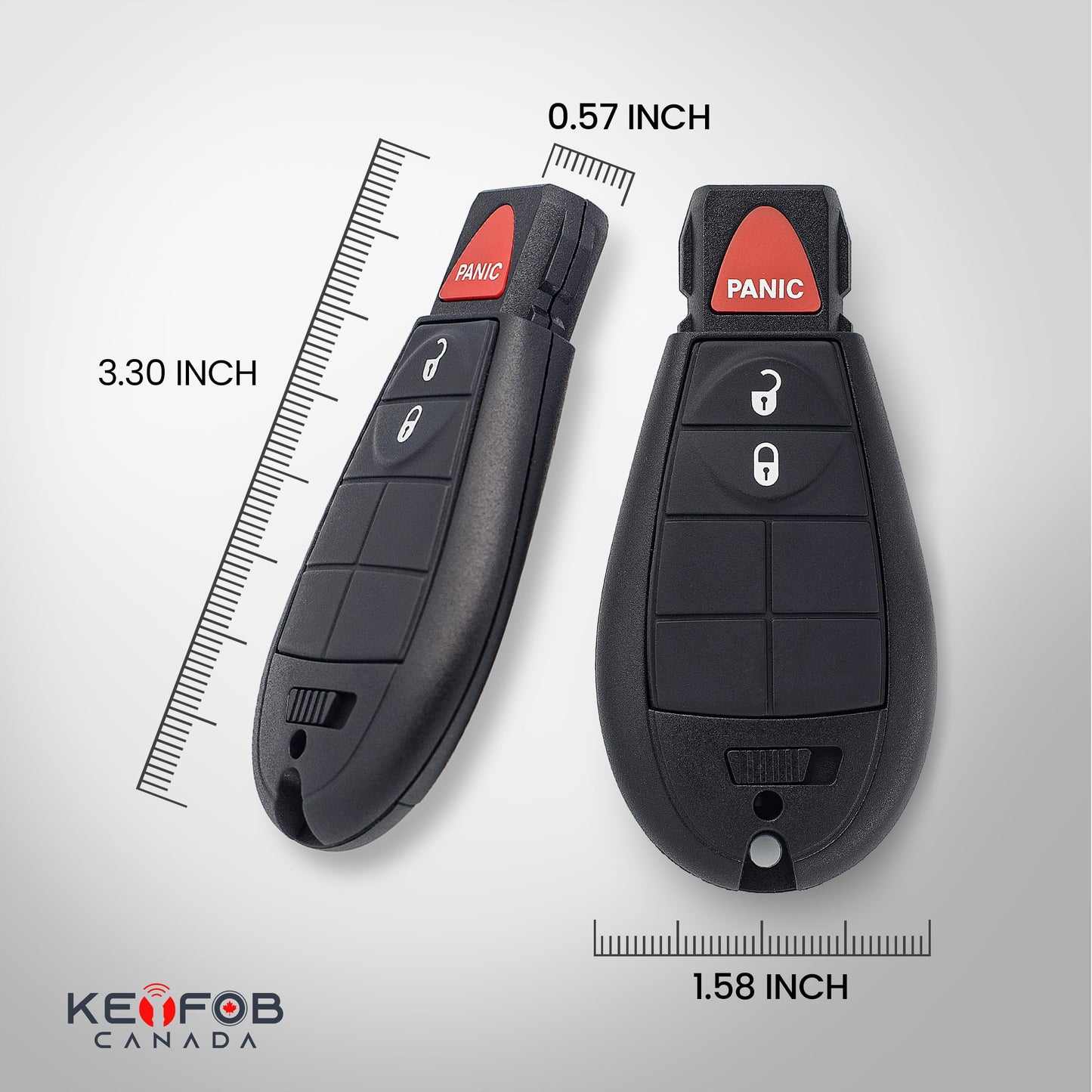 Keyfob Canada - 2 New Key Fob Entry Fobik - 3 Buttons Remote Starter Keyless for Jeep Dodge RAM/Grand Caravan/Journey/Durango/Magnun with battery and electronics FCC IYZ-C01C