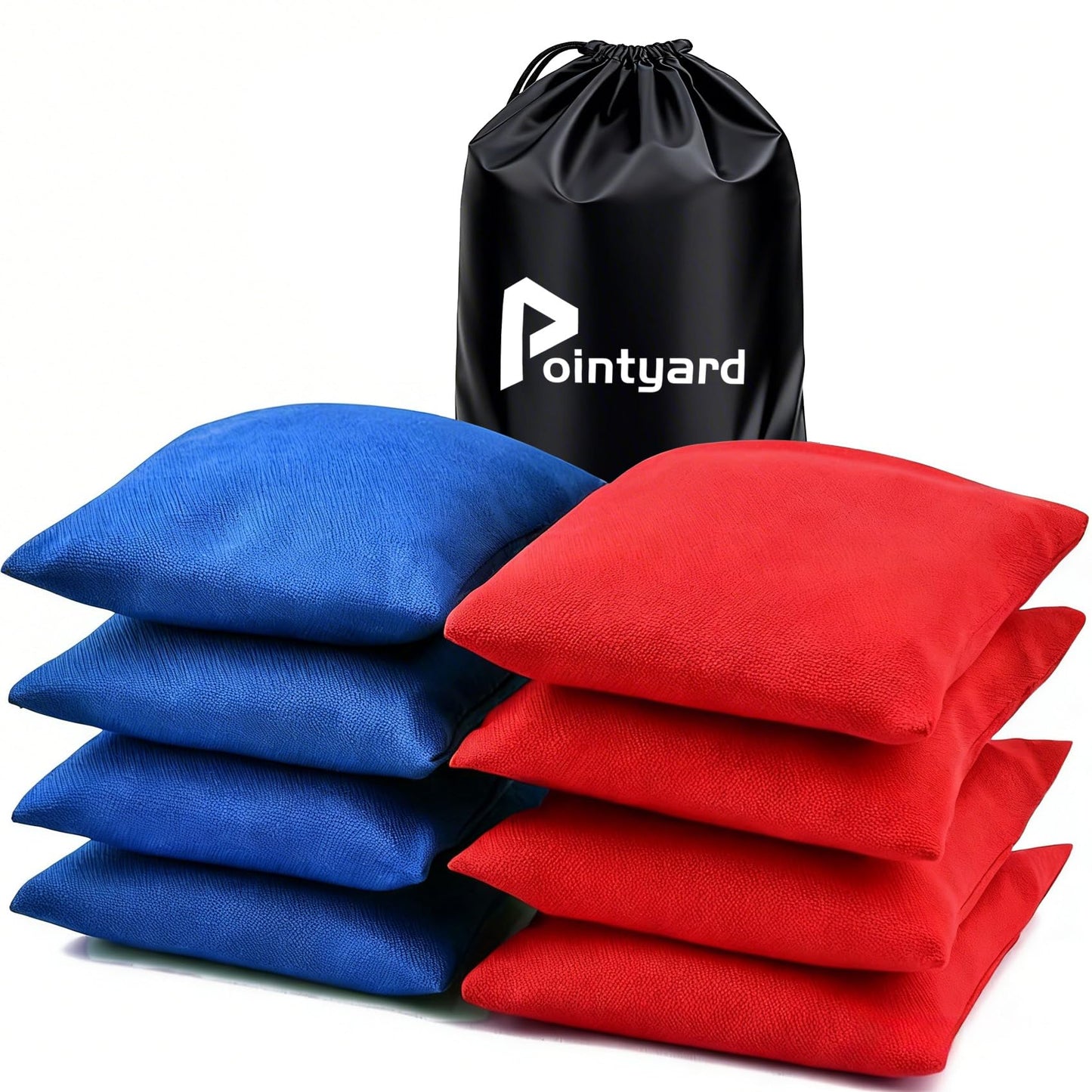 Pointyard 6x6 in Cornhole Bean Bags Set, 8 PCS Regulation All Weather Bean Toss Bags Replacement for Cornhole Tossing Game - Including Drawstring Bag