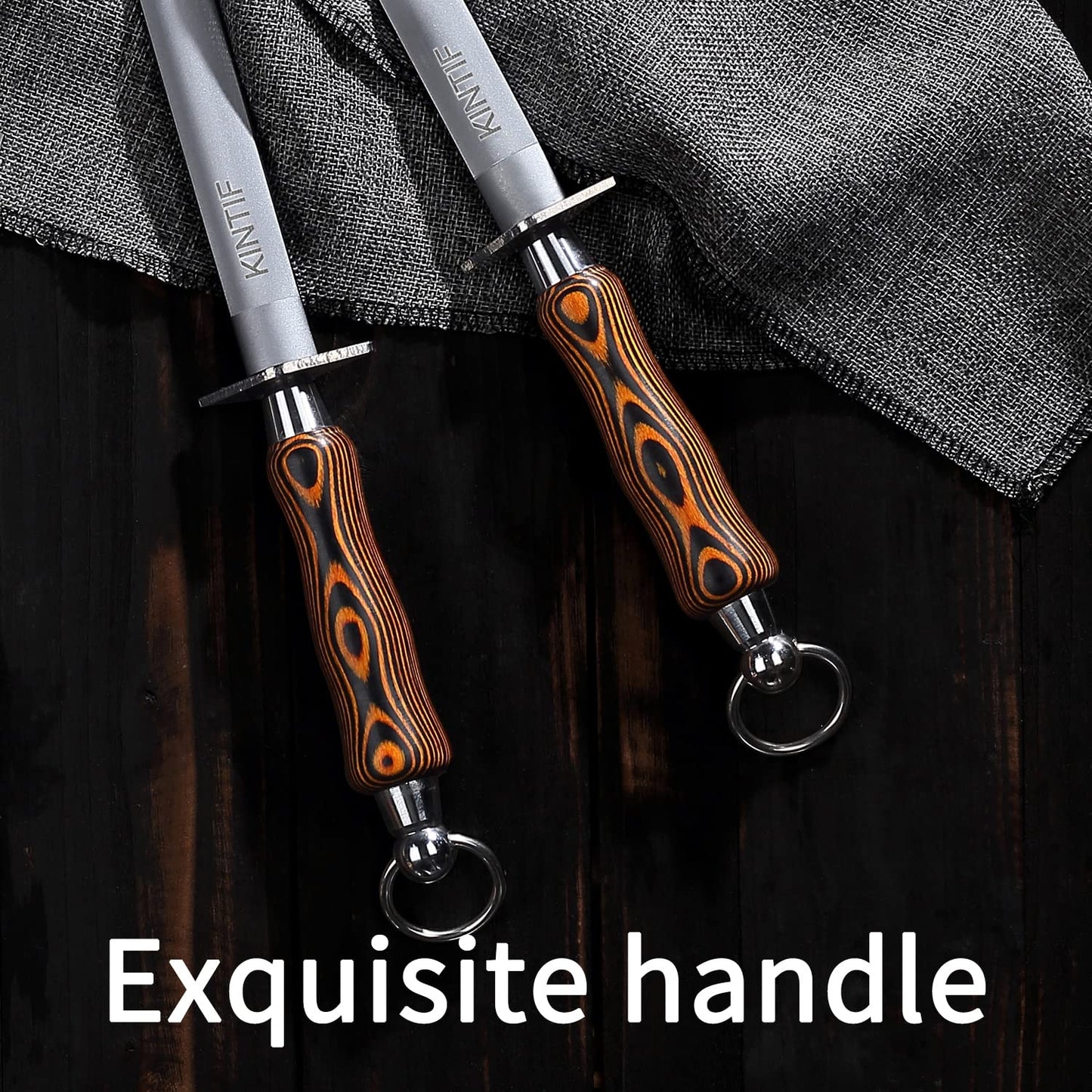 Honing Steel 12 inch Sharpening Steel, Professional Knife Sharpener, High Carbon, Fine Lines, High Hardness, Flat Knife Honing Rod
