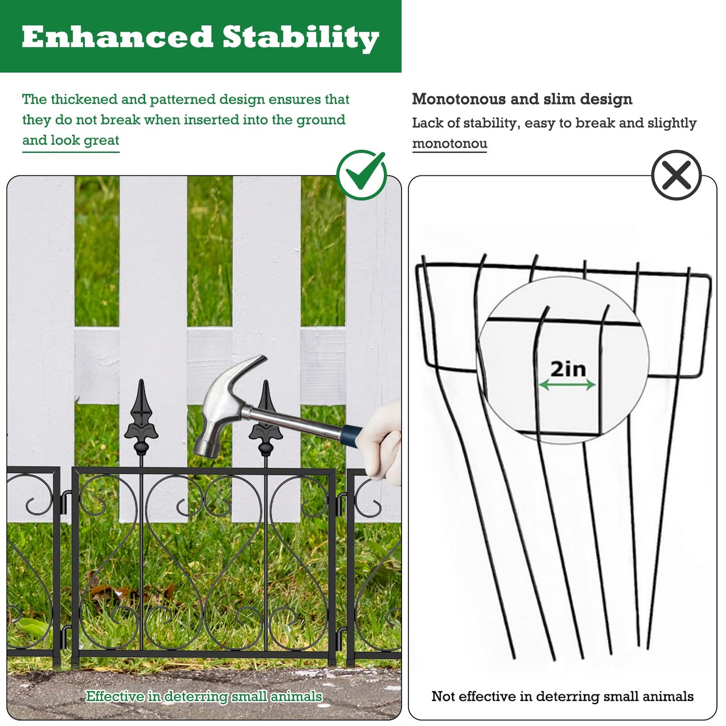 SHINOSKE Decorative Garden Fence 7 Pack 10 Ft (L) x 25 in (H) Metal Garden Fence Border No Dig Animal Dog Rabbit Fence Barrier Rustproof Flower Edging for Garden Patio Yard