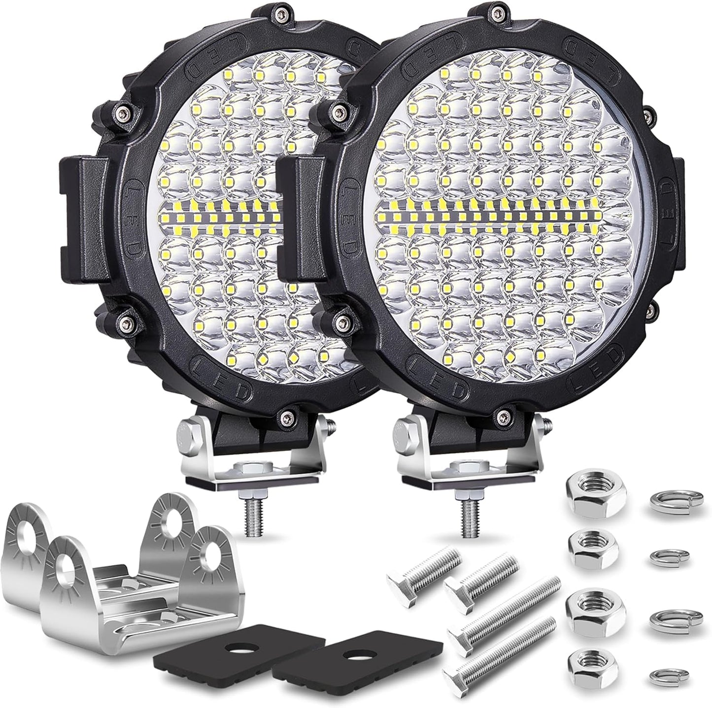 7 Inch Round LED Off Road Fog Lights for Truck, 210W 10000lm LED Driving Work Lights for Jeep ATV UTV RV SXS Car Off-Roading Tractors, Flood Spot Beam Headlight Off-Roading LED Light Pods, 2 Pack