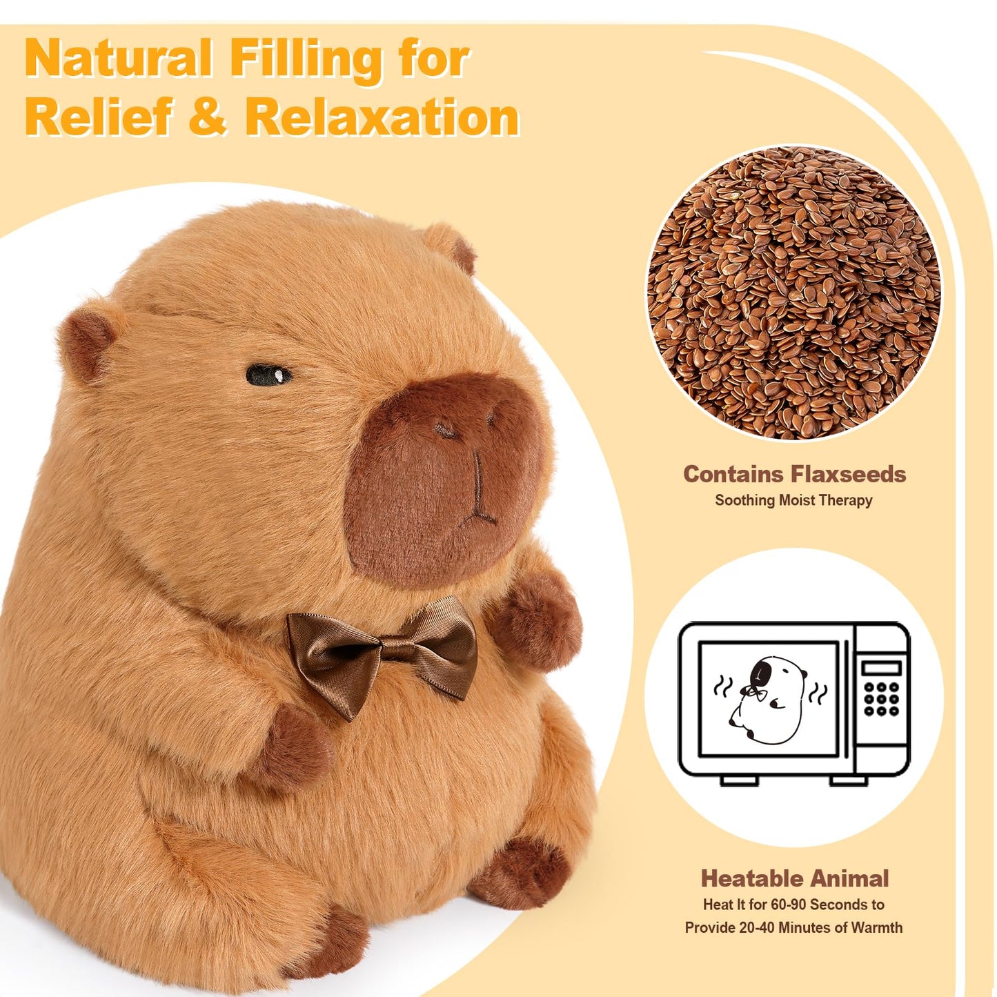 Ditucu Original Capybara Microwavable Weighted Stuffed Animal 2 lbs Heating Plush for Period Cramps Pain Plushies Toys Gifts for Kids Brown 9 inch
