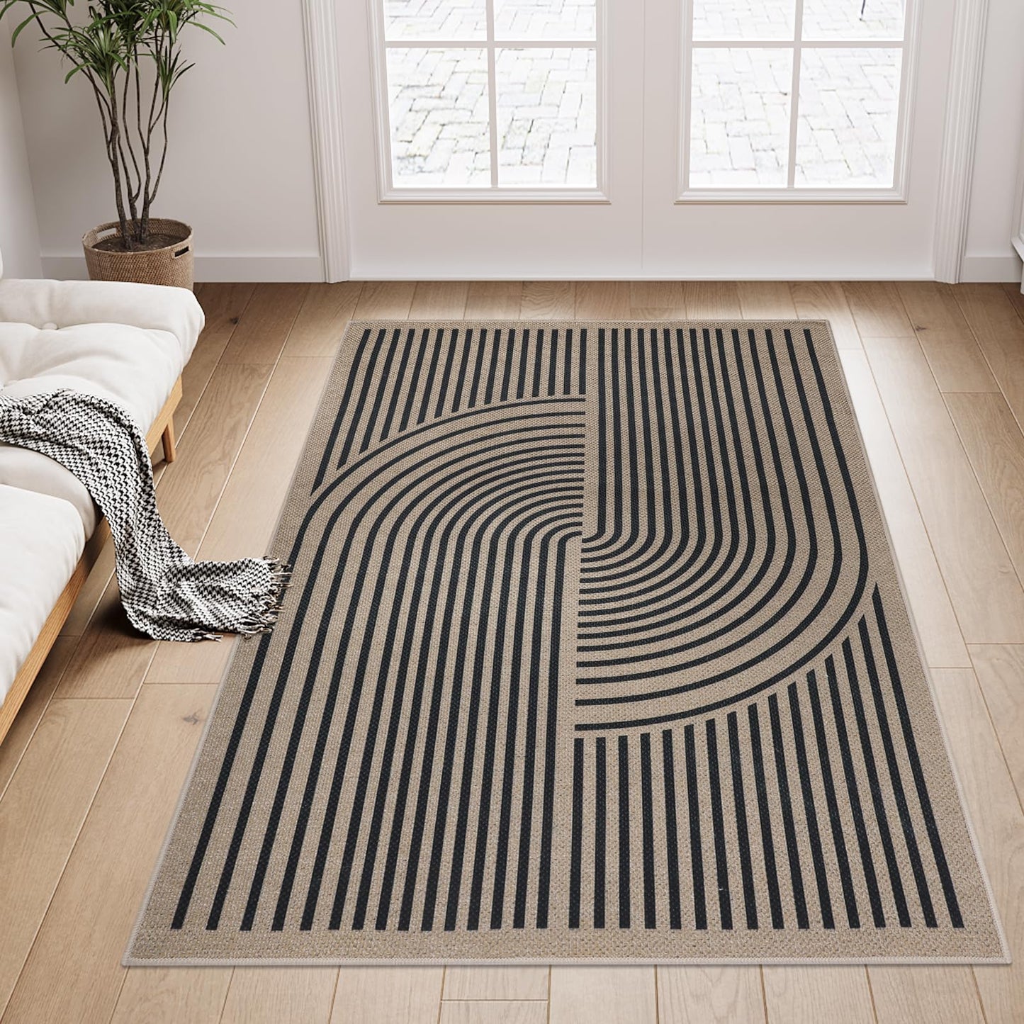 Homcomoda Indoor Doormat 36"x59" Geometric Easy Jute Front Back Door Mat Small Rugs for Entrance Dirt Trapper Absorbent Entryway Mat Non-Slip Washable Floor Mats for Entryway Farmhouse,Brown