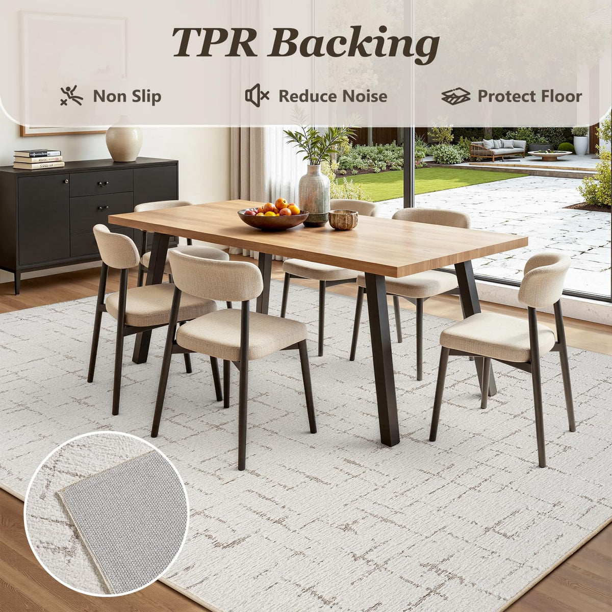 Area Rug for Living Room Rug-Carpet 5x7 Bedroom Rugs Textured Tufted Jacquard Modern Neutral Soft Washable Luxury Rug for Dining Room Nursery Non Slip Beige