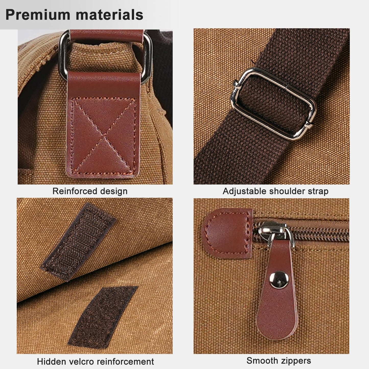 Vintage Canvas Satchel Messenger Bag for Men Women,Travel Shoulder Bag 13.5" Laptop Bags Bookbag (Coffee)