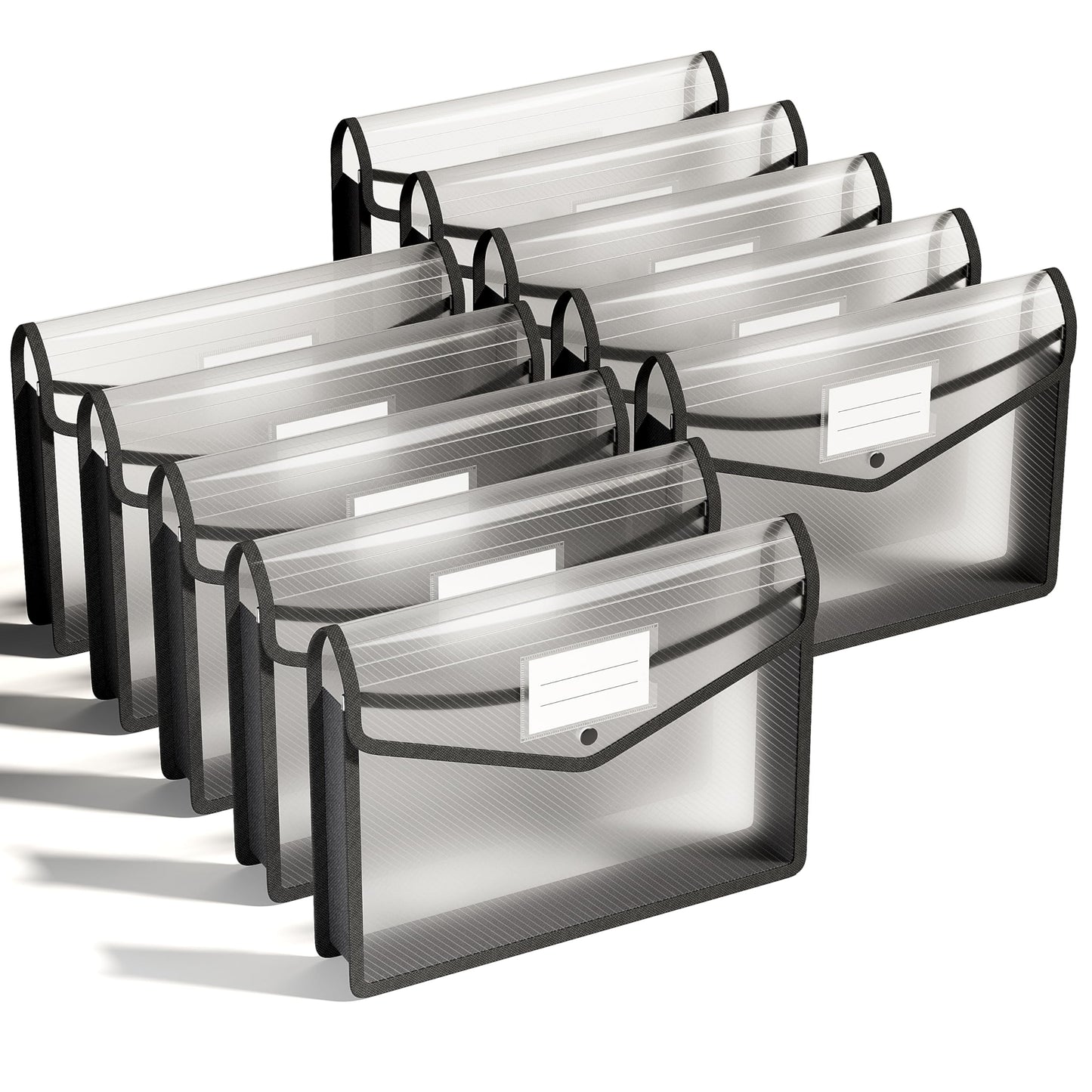 ThinkTex Plastic Expanding File Folder, Transparent envelopes with Snap Closure, Home &Office&School & Hospital No Dividers, Large Capacity, Clean envelopes, Fit Letter/A4 Size - 10 Pcs