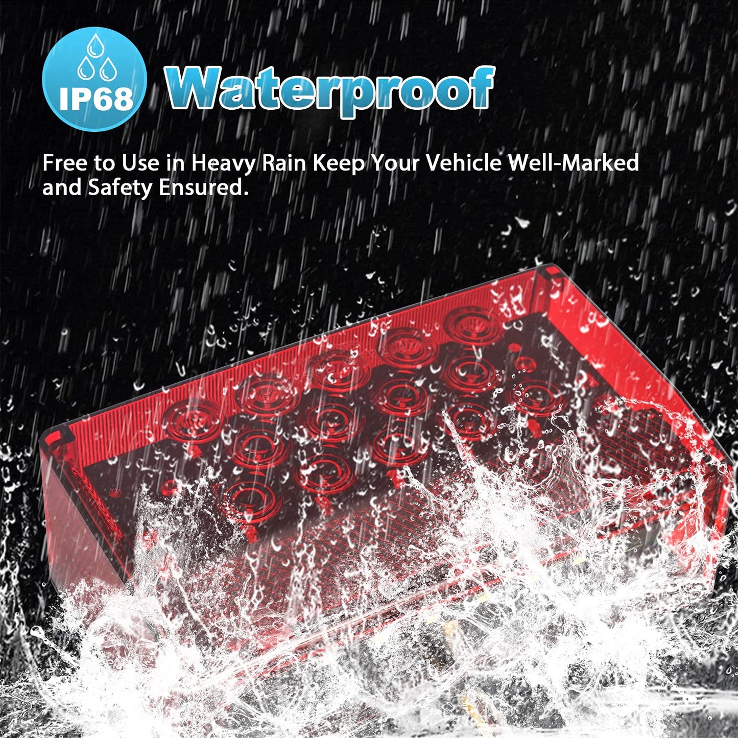 Partsam 6" Rectangular LED Combination Tail Lights Kit Red, 12V LED Submersible Sealed Rectangular Boat Trailer Stop Turn Tail License Plate Brake Running Light Kit w/25ft Wiring Harness 4Pin+Bracket
