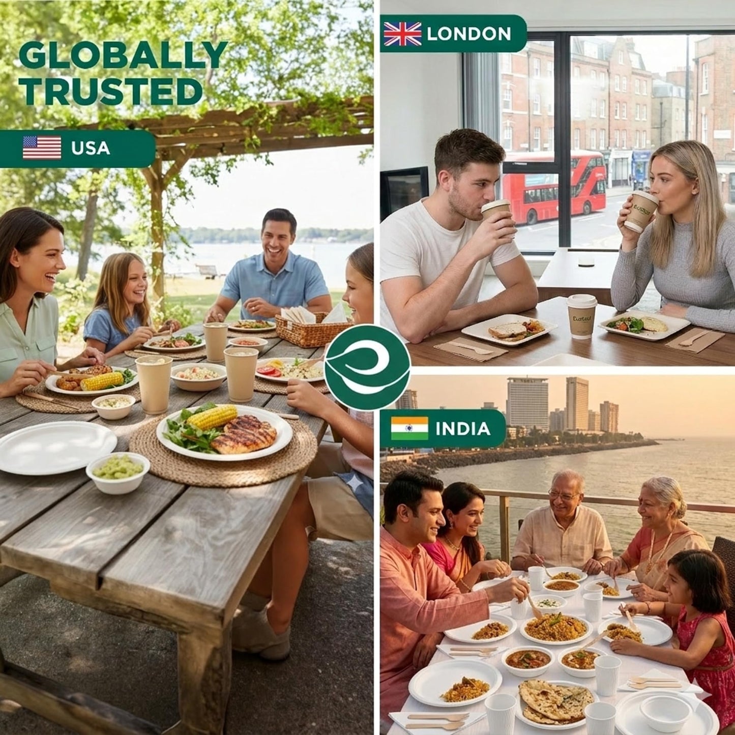 ECO SOUL 8 Inch Compostable Disposable Paper Plates [200 Pack] Food Safe 100% Virgin Bagasse Pulp Heavy Duty Biodegradable Microwave Safe Large Square Dinner Plate for Party, Picnic & BBQ (White)