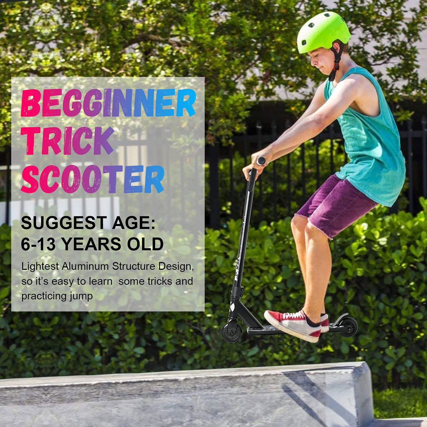 VOKUL Pro Trick Scooter for Kids 6 Years Up & Teens - Stylish Entry Level Stunt Freestyle Scooter with Stable Performance for Boys,Girls(New/Black)