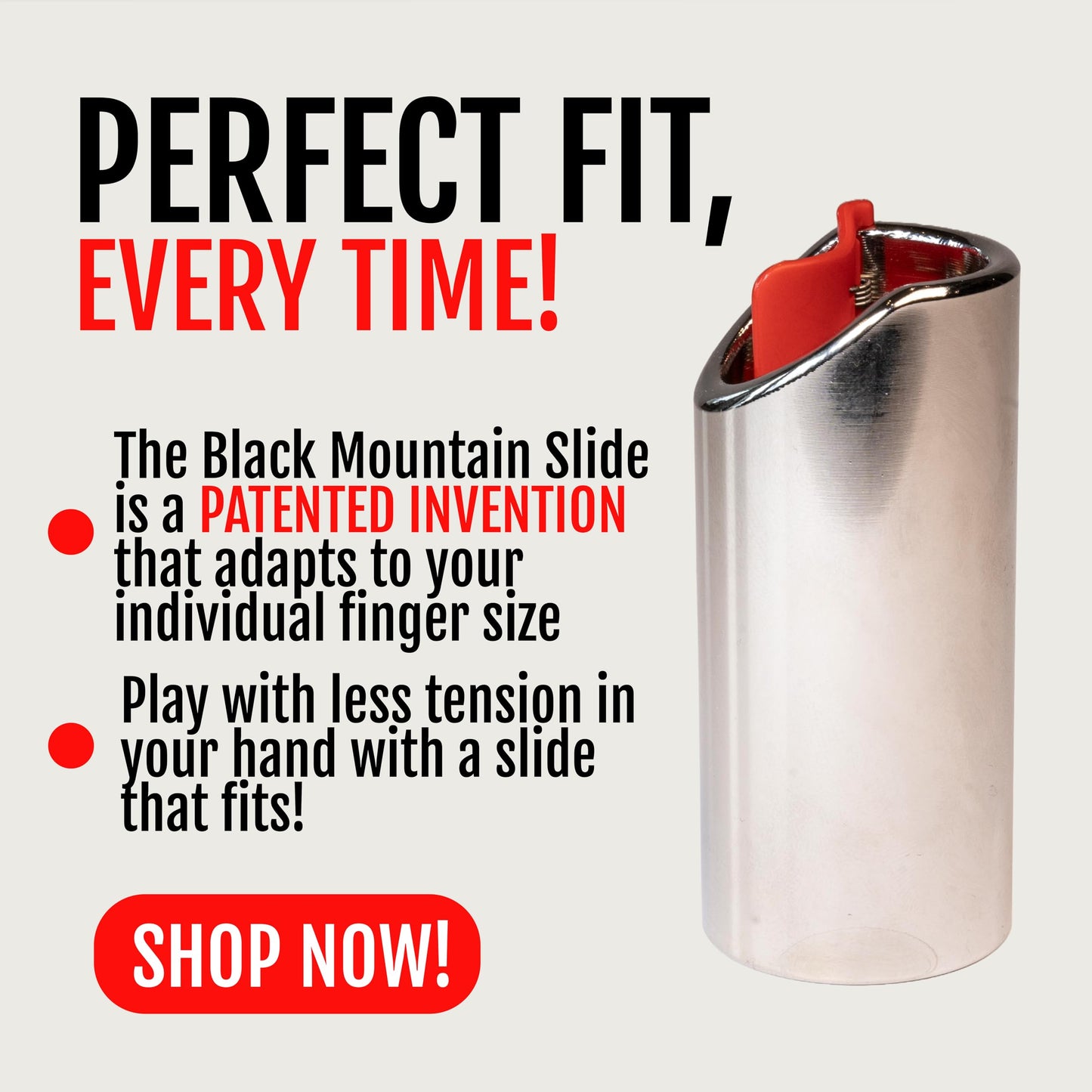 Black Mountain Guitar Slide - Nickel Plated, Spring-Loaded, Guitar Slide. Acoustic Guitar Slide, Electric Guitar Slide, Ukulele, Dobro, Lap Steel and .ore. Spring-fit, Premium Metal Guitar Sliders