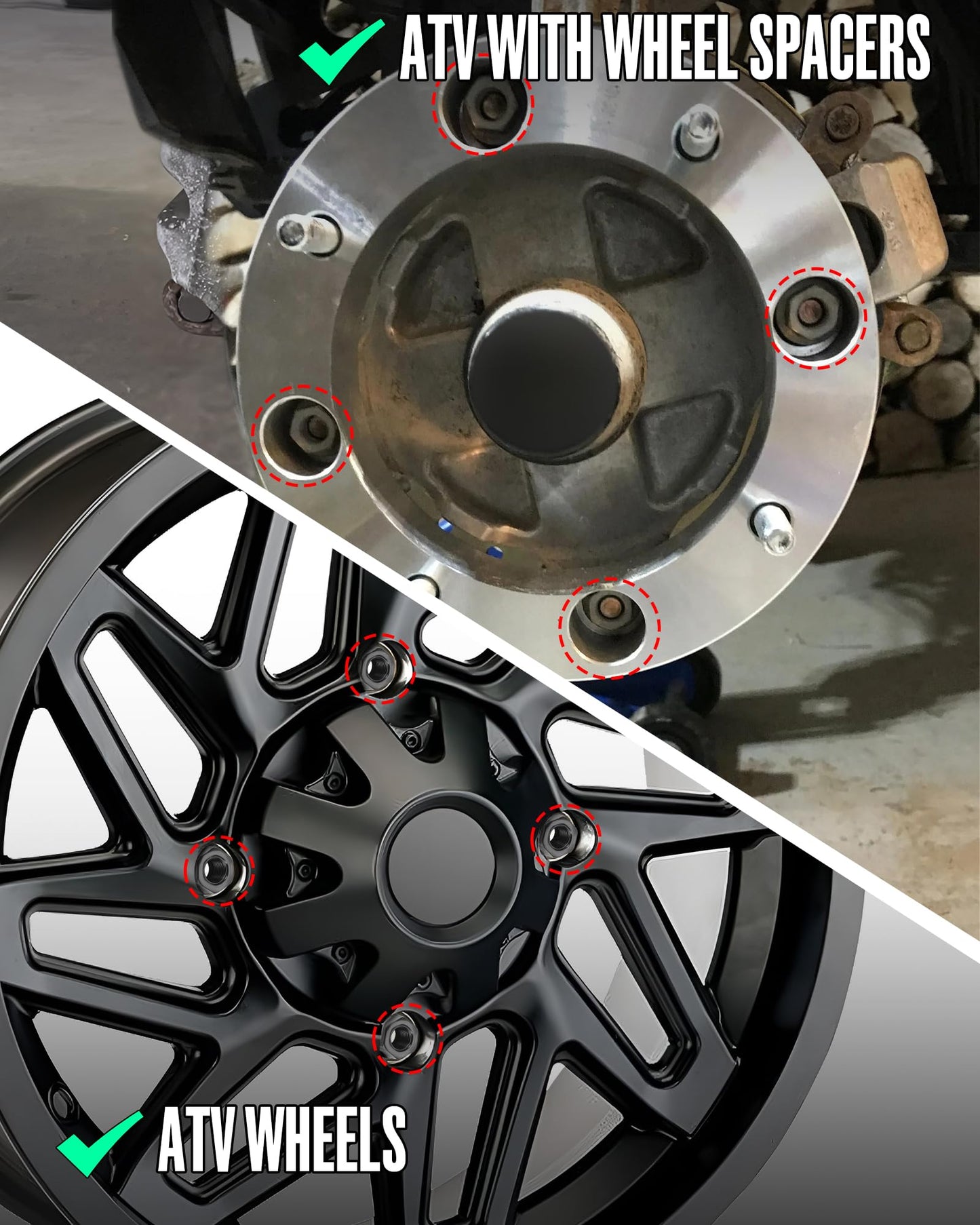 M10x1.25 Open End Lug Nuts Fit for ATVs Can-Am Commander Maverick Outlander Renegade, 10x1.25 Lugnuts 17mm Hex for Honda TRX Kawasaki KAF KVF, 16pcs ATV Lug Nuts with Cone Seat for Polaris Sportsman