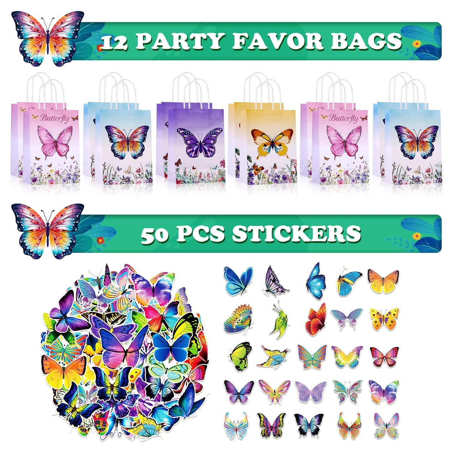 170pcs butterfly party favors Supplies, rulers,Scratch Crafts,Gift Bags,Stickers School Stationery Bulk for Kids Birthday Fill Up the Goodie Bags Prizes Pinata Fillers girl Party Decorations