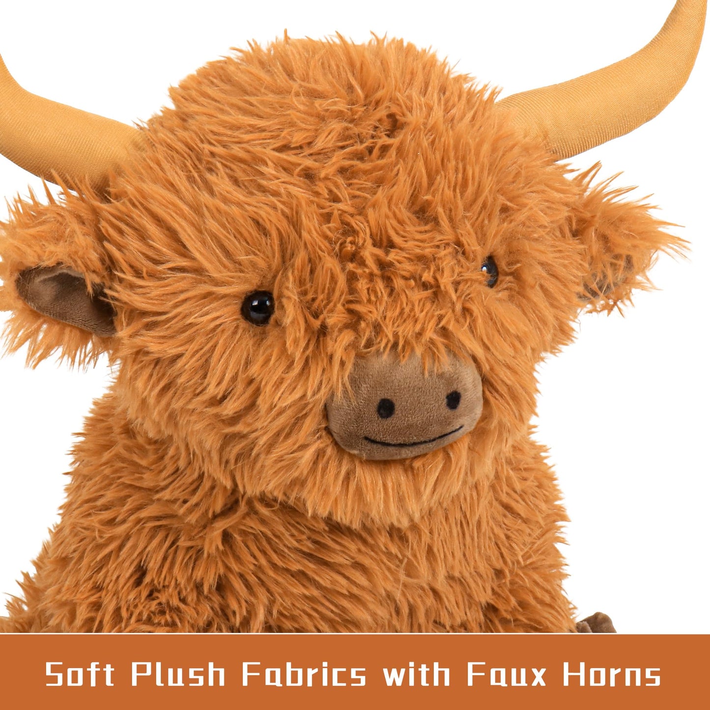5lbs Highland Cow Weighted Stuffed Animals, 16in Tall Big Highland Cow Plush Toy, Soft Adorable Stuffed Animal for Kids and Adults Highland Cattle Gift Plushie Decor