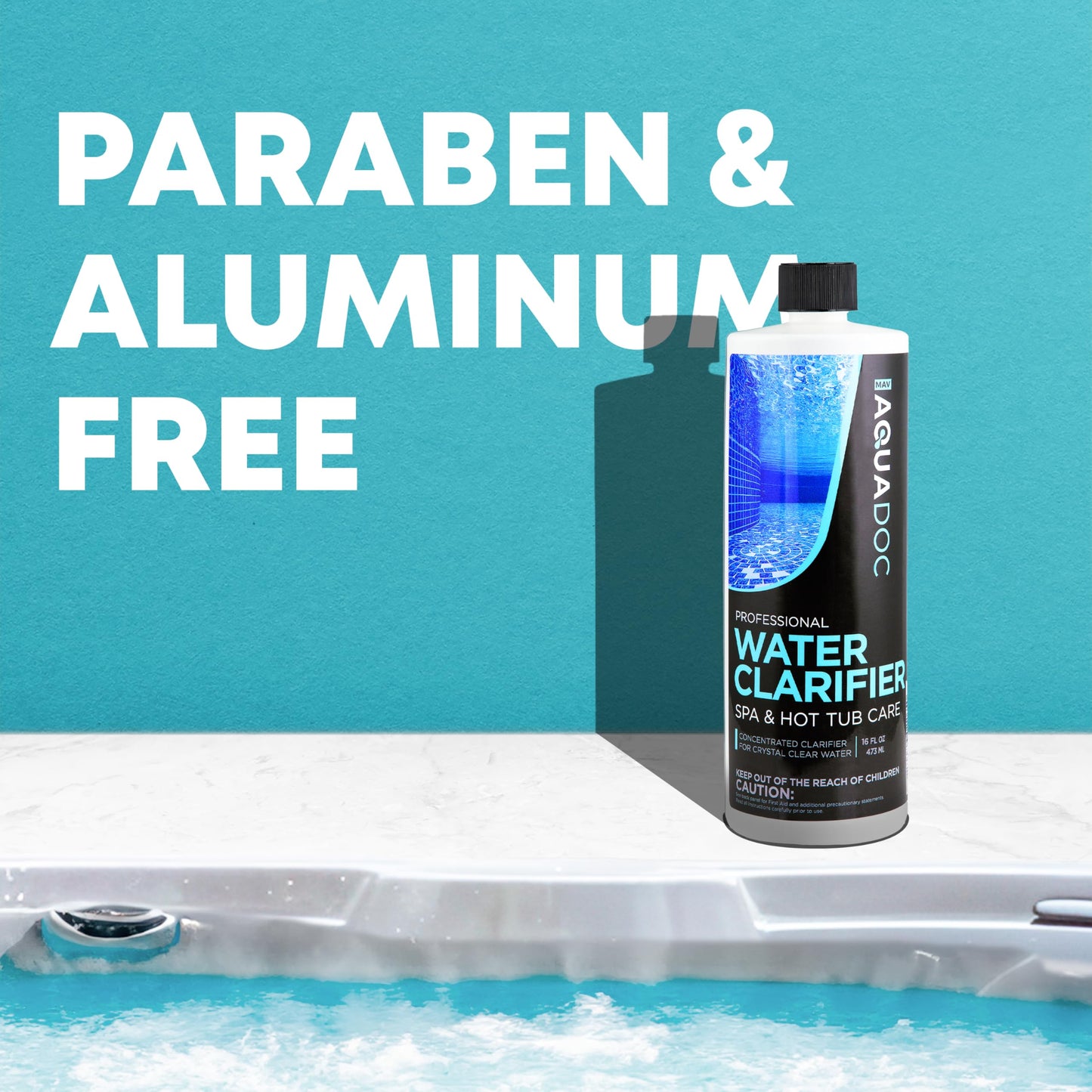 MAV AquaDoc 16oz Spa & Hot Tub Clarifier for Fast Acting Cloudy Water Treatment - Keep Your Spa Clear & Balanced