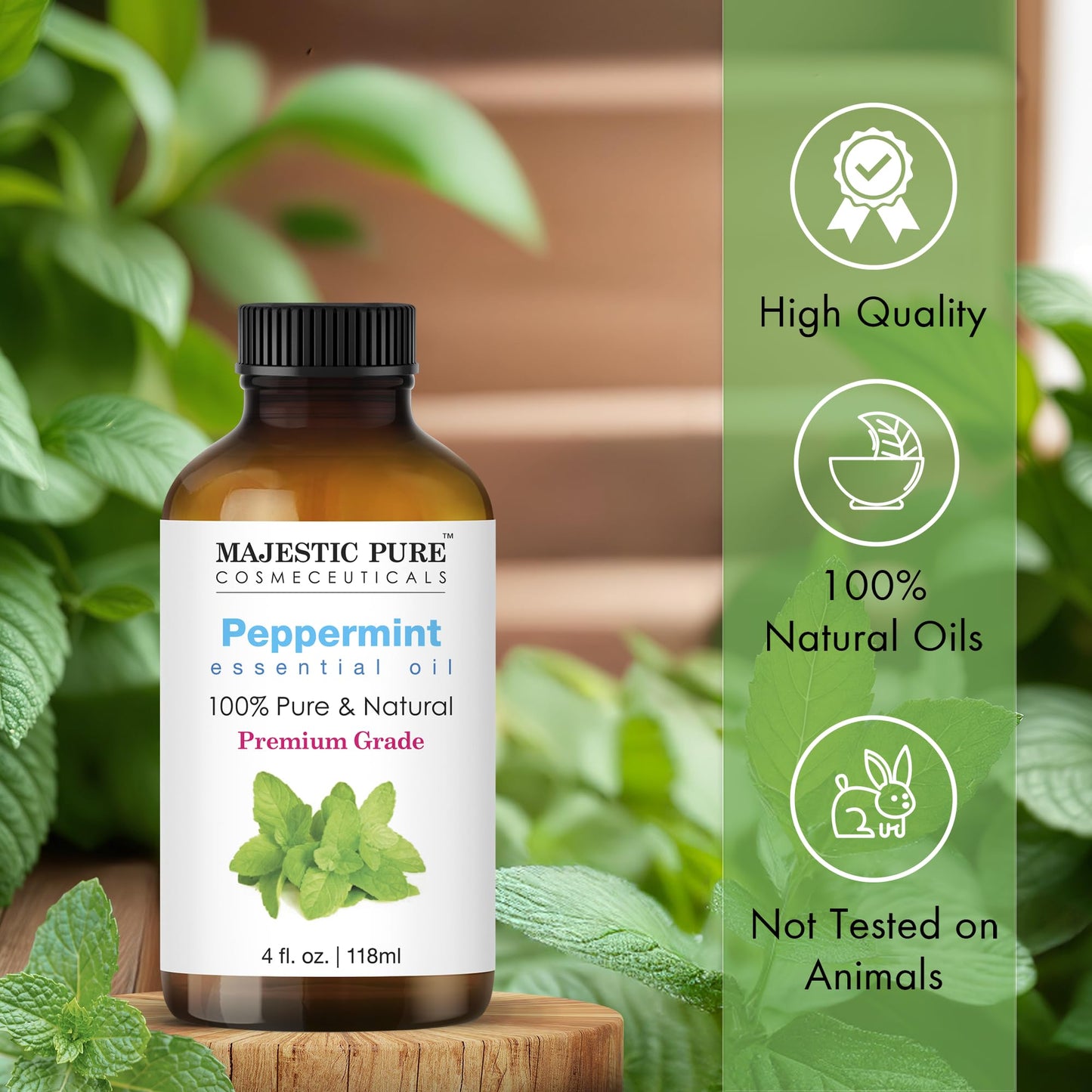 Majestic Pure Peppermint Essential Oil - Huge 118 ml (Set of 2) - 100% Pure and Natural Oil for Soap Making Scent- Premium Grade with Glass Dropper