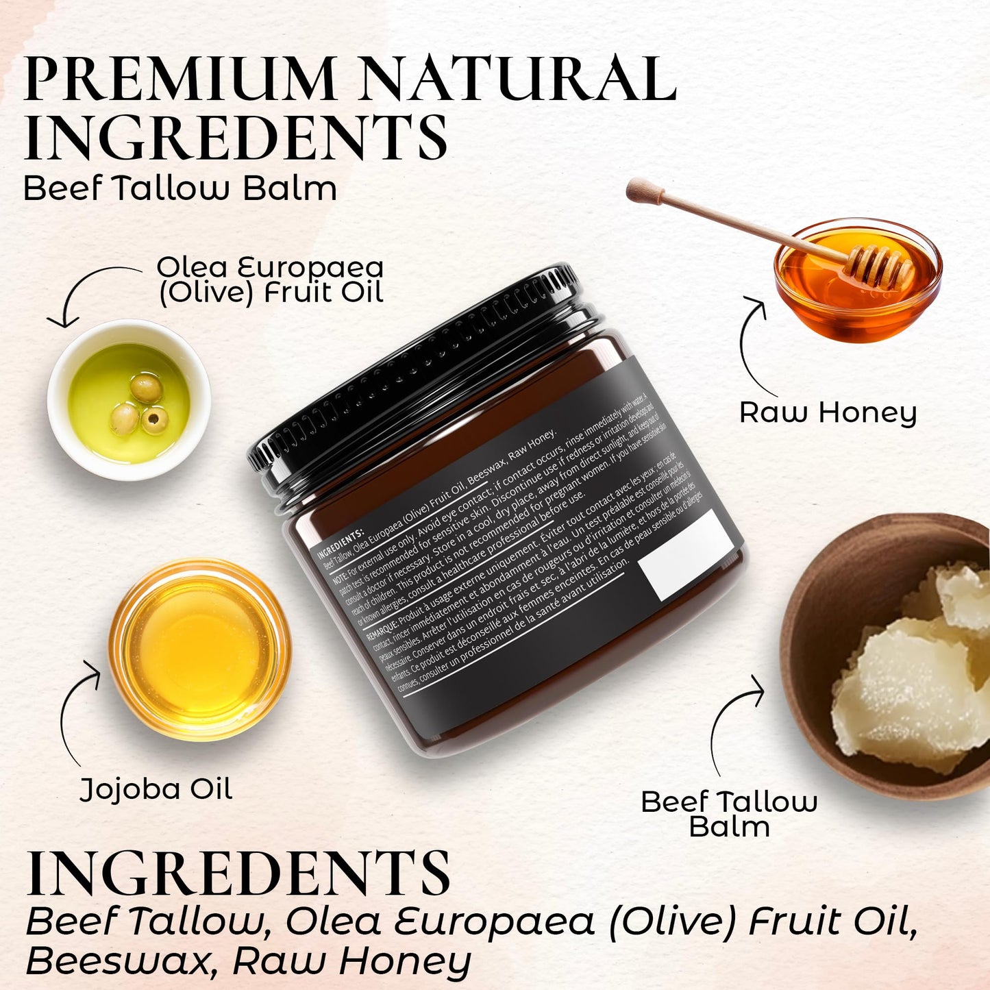 Beef Tallow Skincare Gift Set – 3-in-1 Bundle with 100% Grass-Fed Tallow Balm, Whipped Tallow Moisturizer & Handmade Tallow Soap – Natural, Unscented, Nourishing – 60g Balm, 120g Cream, 120g Soap