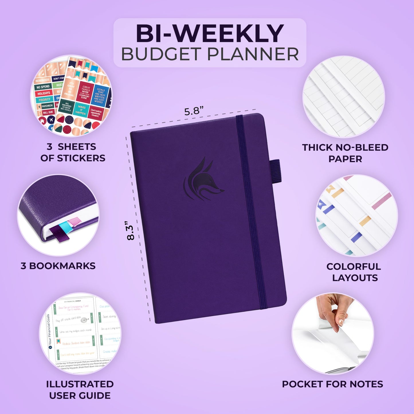 Clever Fox Bi Weekly Budget Planner – Undated Financial Planner Organizer Budget Book – Expense Tracker Notebook, Budgeting Planner, Bill Planner, Finance Planner to Manage Your Money, A5–Purple