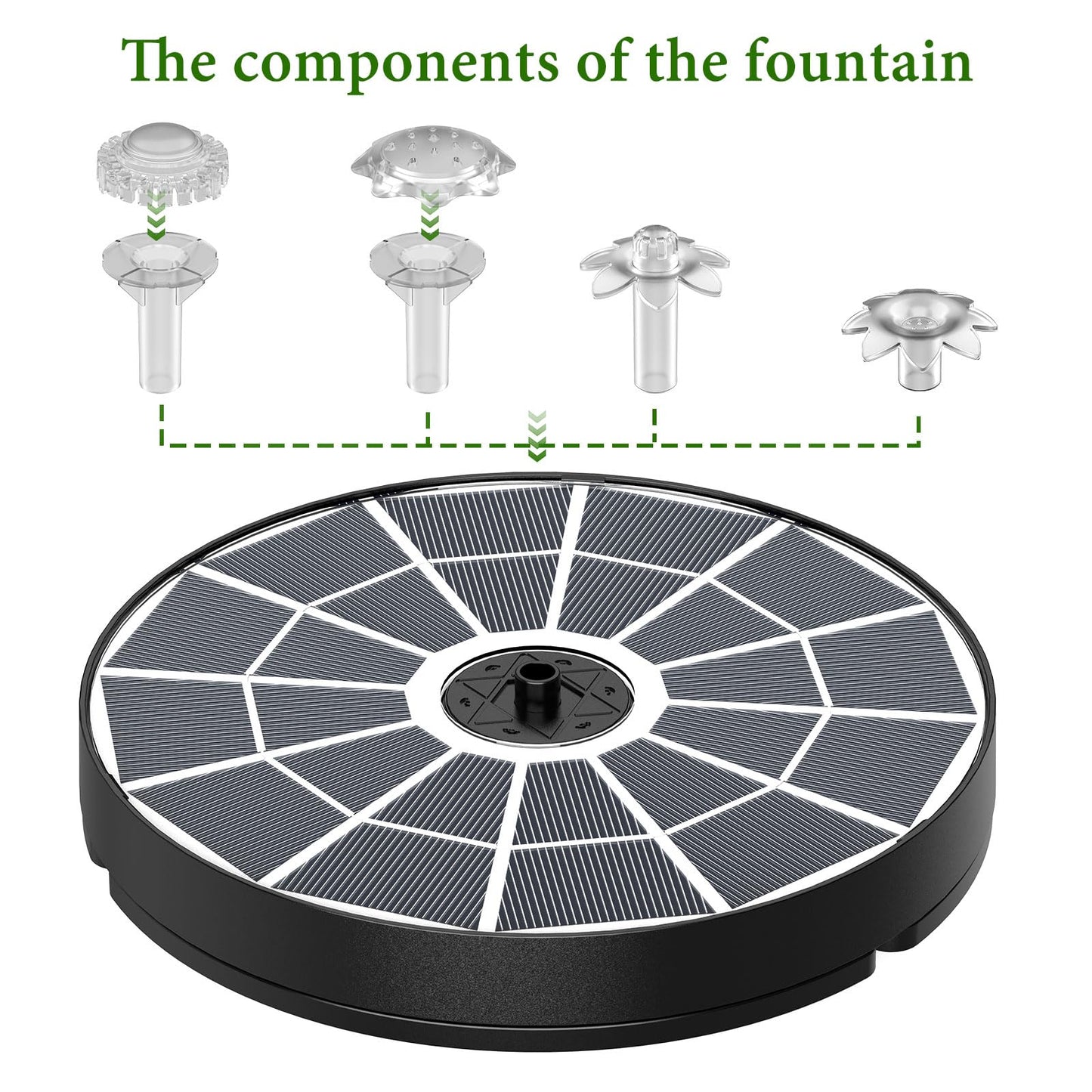 AISITIN Solar Fountain 2026 Upgraded, 3.7W Solar Powered Fountain Pump for Outdoor with 4 Spray Effects, Solar Pond Pump Floating Fountain Pump for Garden,Bird Bath,Pond,Water Feature