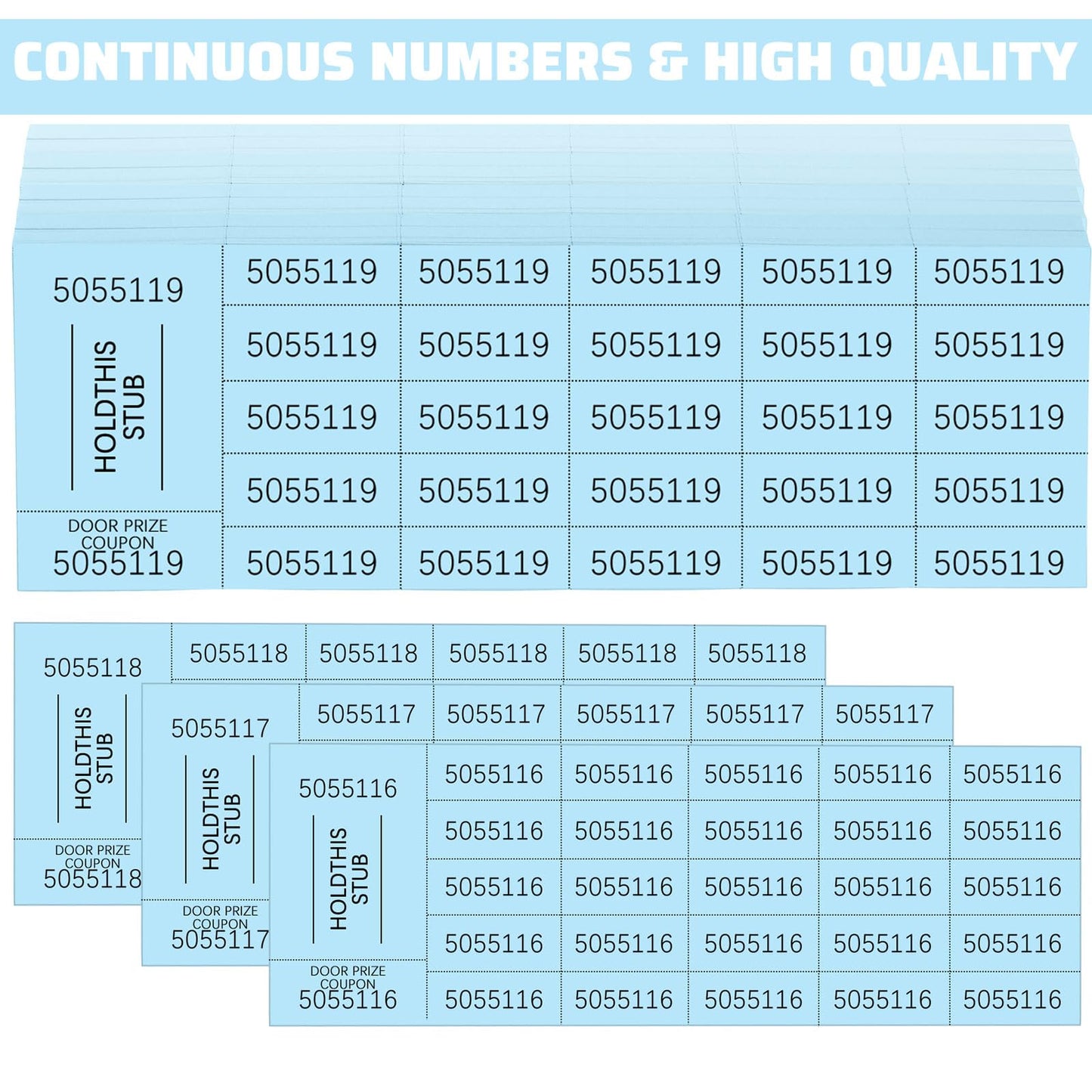 Kosiz 504 Sheets 25 Bid Raffle Ticket with Different Numbers Per Sheet Chinese Auction Tickets for Events Church Basket Auction Silent (Light Blue)