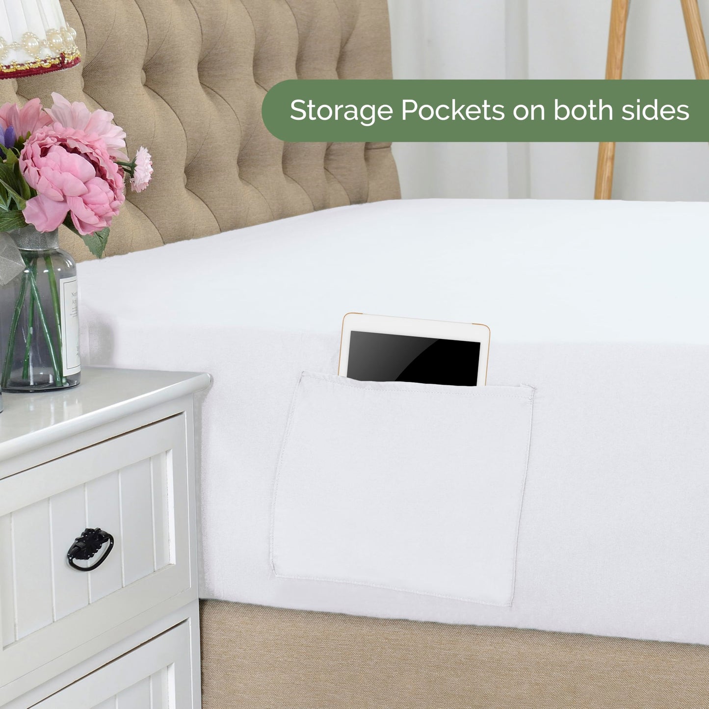 Elegant Comfort Premium Hotel Quality Extra Deep Pocket 18" - 21" inch Single Fitted Sheet for High Mattress, Luxury & Softest 1500 Thread Count Egyptian Quality Smart Pocket, King, White