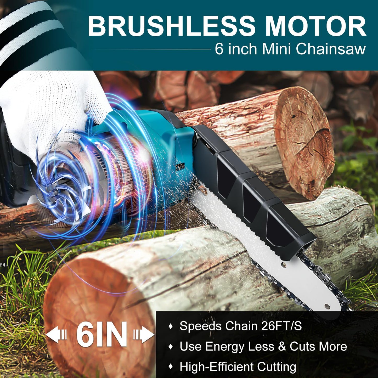 Cordless Mini Chainsaw 6 Inch for Makita 18V LXT (No Battery), Brushless Portable Electric Chain Saw Tool for Makita BL1850, Small Handheld Chainsaw for Pruning Shear Branch Wood Cutting Tree Trimming