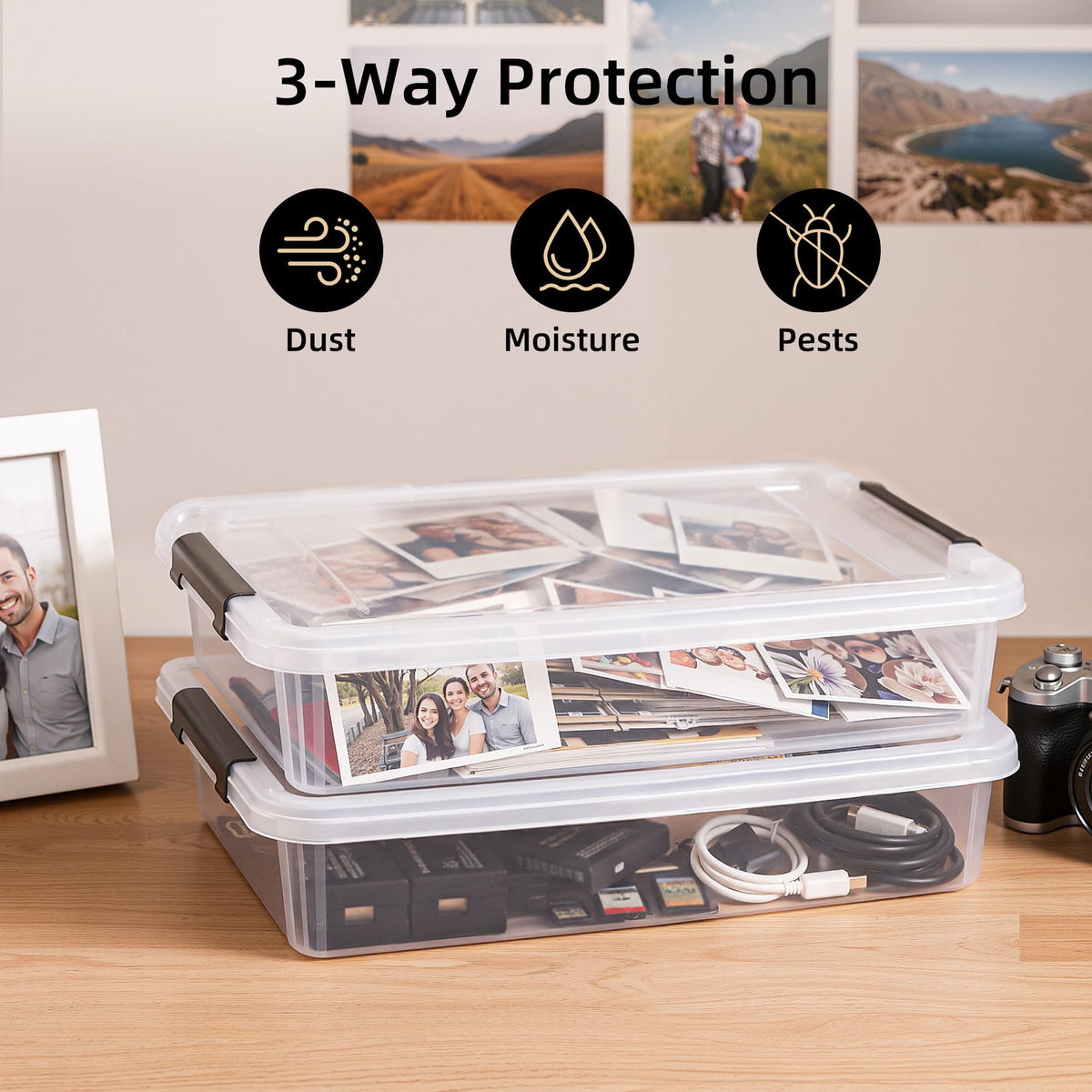 Citylife 6 PCS Plastic Storage Bins with Latching Lids Clear File Box Portable Storage Containers for Organizing A4 Paper