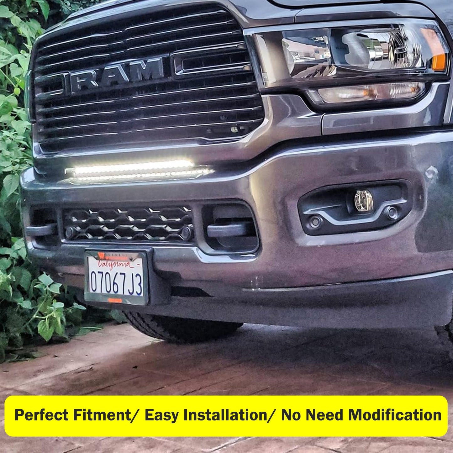 Front License Plate Frame for Dodge Ram 2500/3500 / 4500/5500 2019 2020 2021 2022 2023 2024 2025 Front Bumper License Plate Holder Mounting Bracket Cover Replace # 68362197AA CH1068166