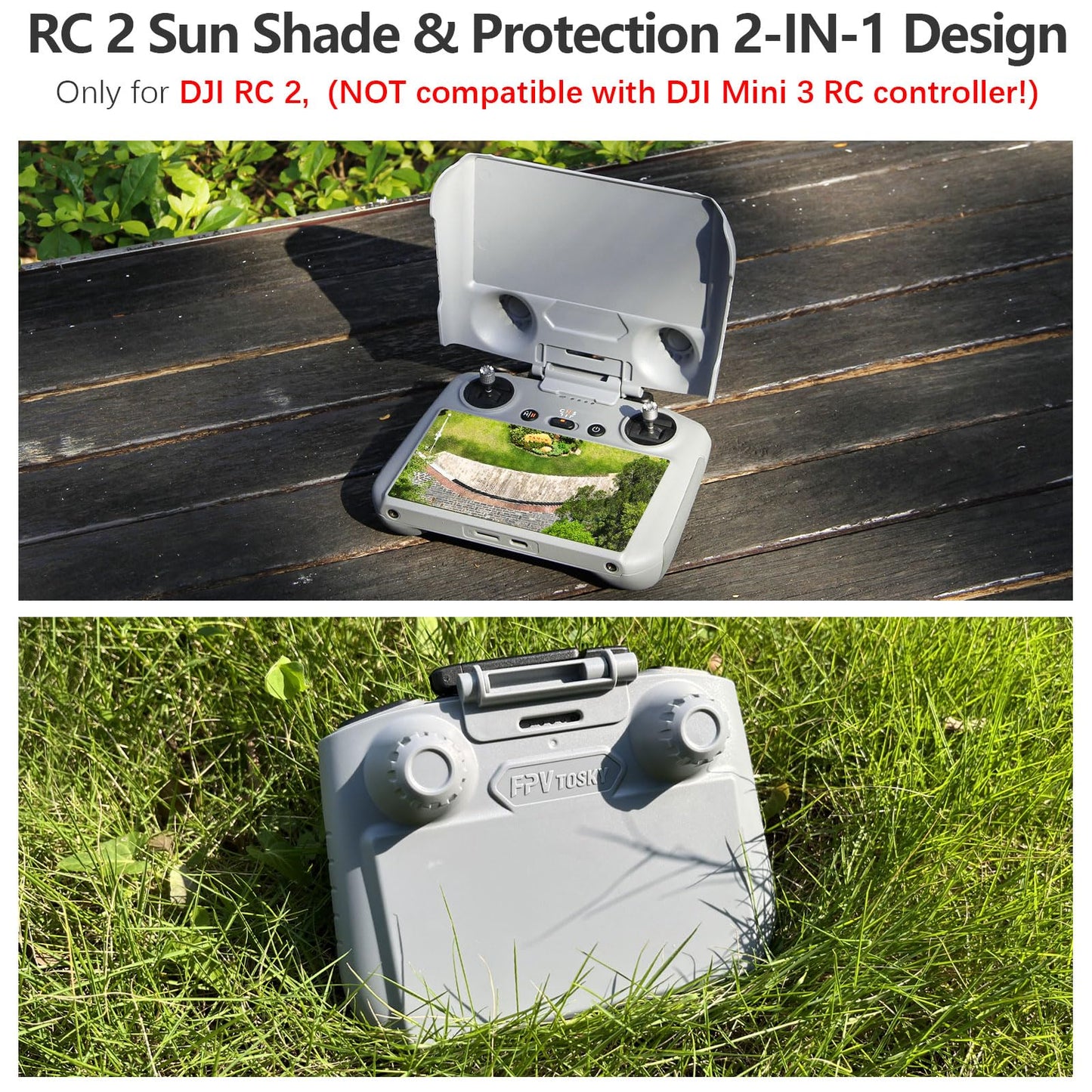FPVtosky 3-IN-1 Lito X1/Mini 5/4 Pro RC 2 Sun Hood protective Cover + 2 Screen Protector + Lanyard Bundle, Compatible with DJI Mini 5/4 Pro/Avata 360/Air 3 RC2 Remote Controller Accessories