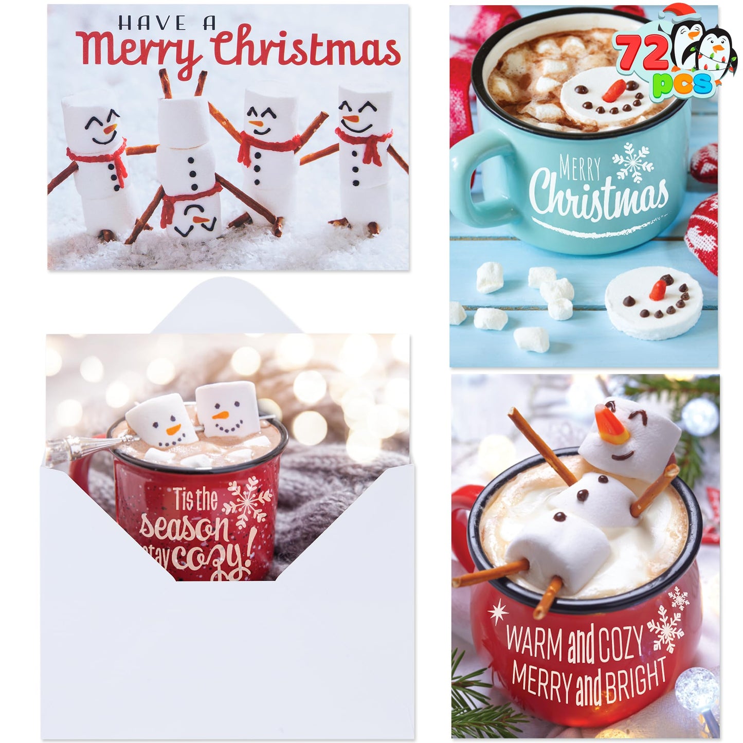 JOYIN 72 Christmas Holiday Greeting Cards with Envelopes for Winter Xmas Season Merry Christmas Cards, Winter Animal Collection, Wintertime Gifts Cards