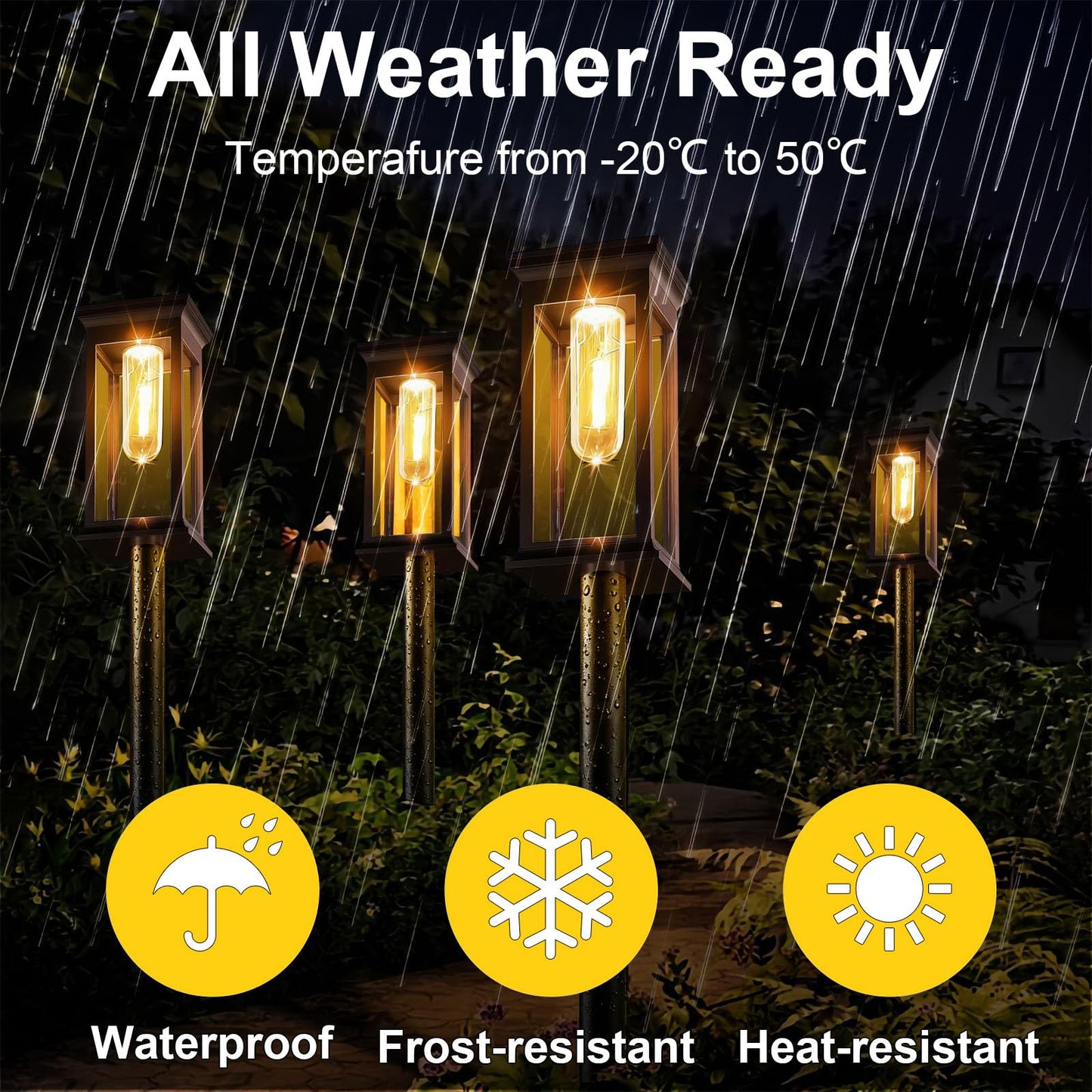 Amzxart 8 Pack Solar Lights Outdoor Garden, Brighter Waterproof Solar Pathway Lights Outdoor, Auto On/Off LED Solar Garden Lights Landscape Lighting for Yard Patio Lawn Driveway