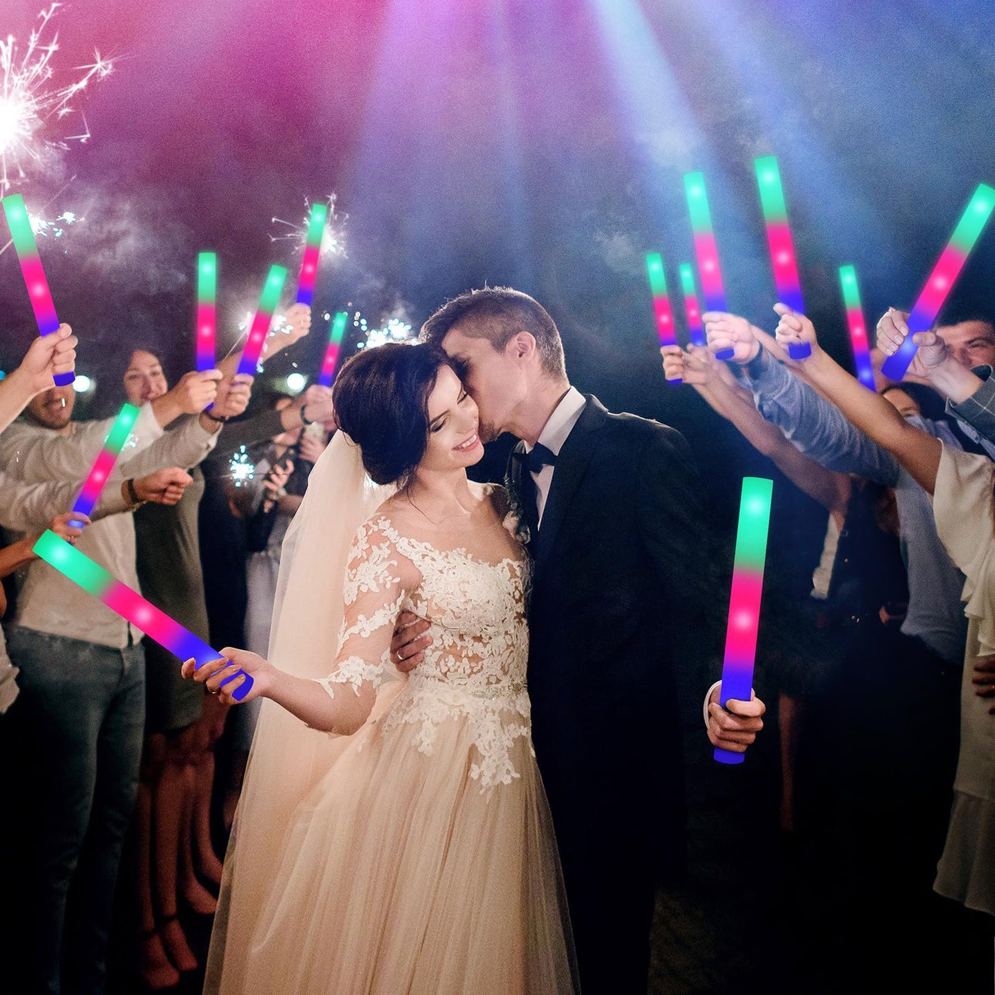 SHQDD Glow Sticks Bulk, 28 Pcs LED Foam Sticks with 3 Modes Colorful Flashing, Glow in the Dark Party Supplies for Wedding, Raves, Concert, Party, Camping