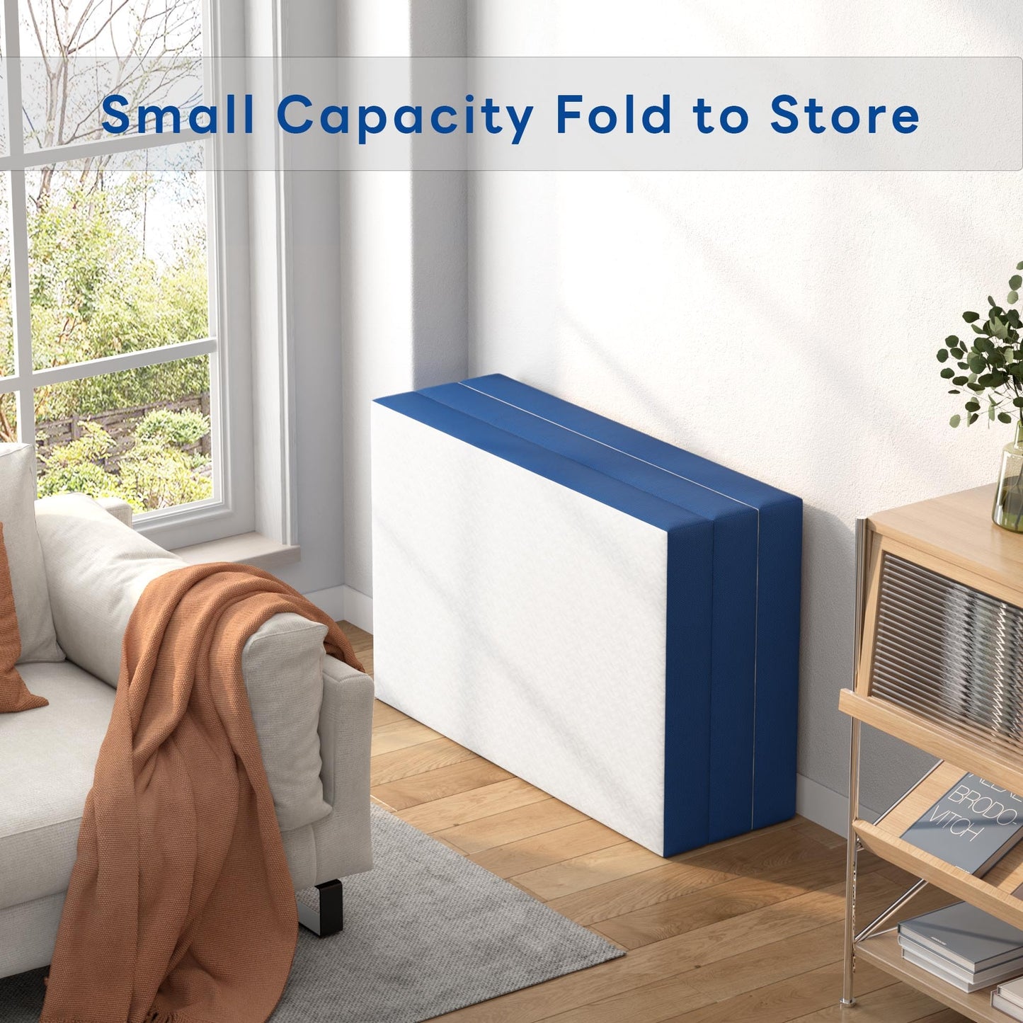 DlandHome Portable Tri-Fold Memory Foam Mattress,Floor Mattress,Foldable Mat,Folding Mat for Travel & Camping & Yoga,Cover Washable (Twin, 3 Inch)
