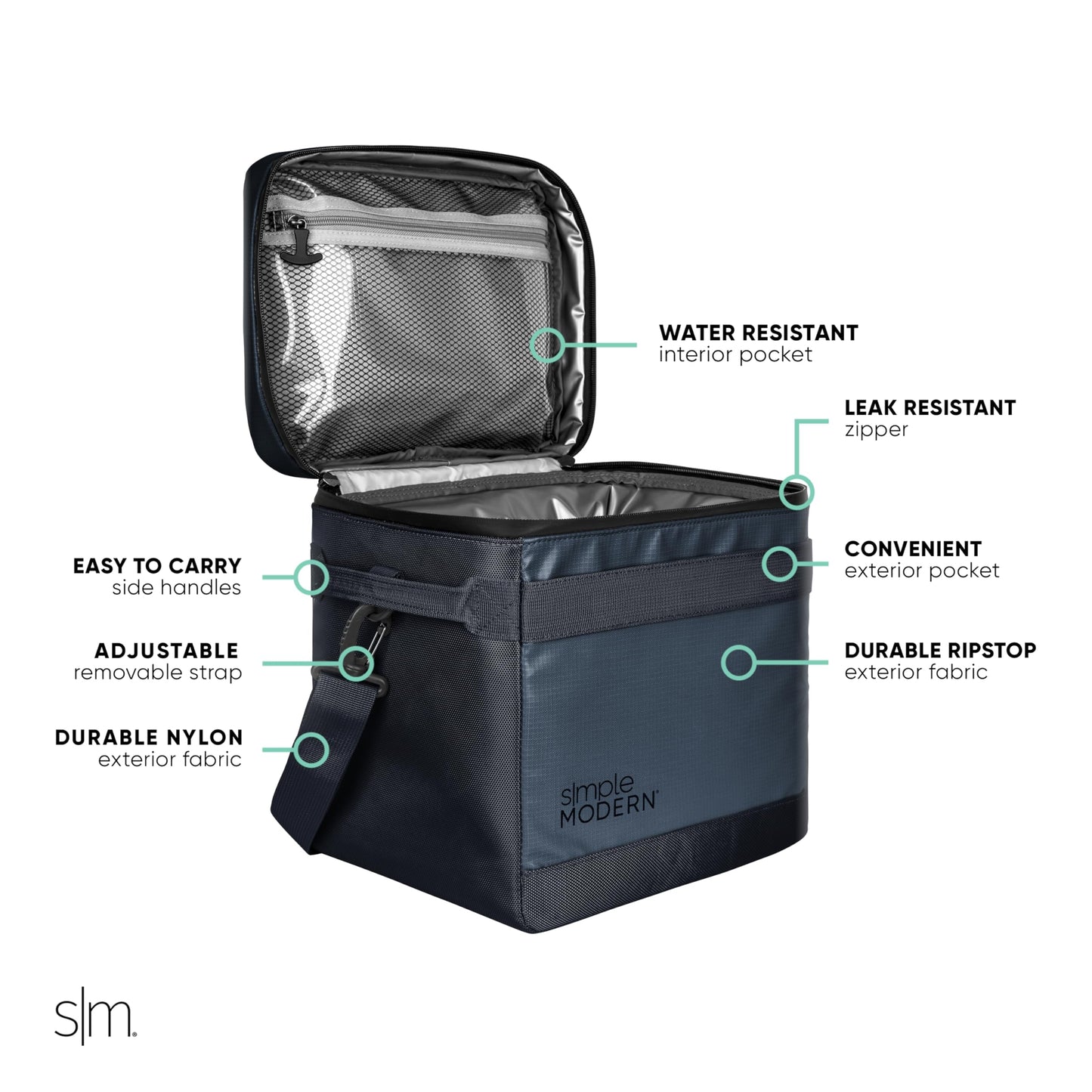 Simple Modern Day Cooler for 12 Cans | Soft Cooler Bag Insulated Ice Chest with Carrying Strap & Handle | Lunch Box for Travel, Camping, Work, Beach, Picnic, Game Day | 11 Liter | Navy
