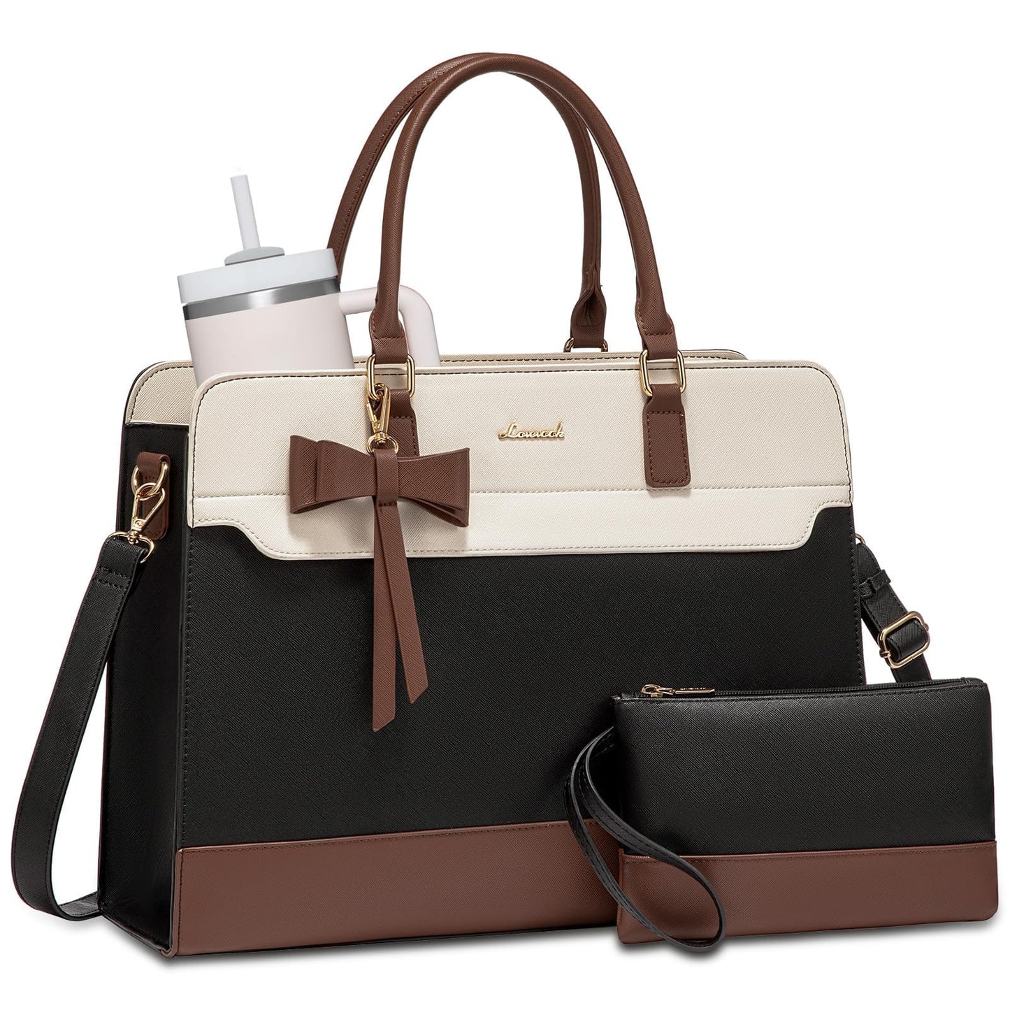 LOVEVOOK Laptop Tote Bag for Women, Leather Work Bag, Waterproof Business Teacher Bag, Large Computer Handbag Purse Briefcase, Office Gifts for Women