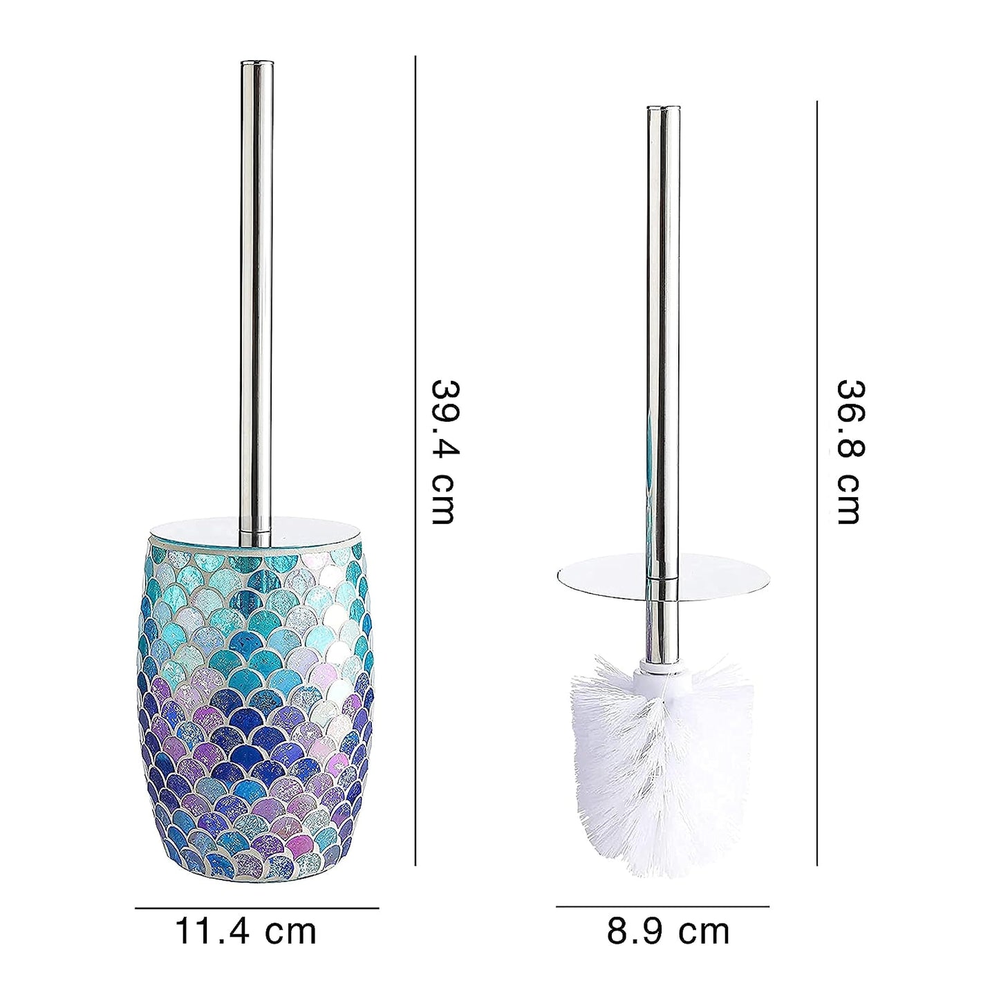 Whole HOUSEWARES | Modern Toilet Brush Set | Toilet Bowl Brush and Holder | Bathroom Accessory Set | Toilet Brushes for Bathroom | Freestanding Mosaic Toilet Bowl Cleaner (Mermaid)