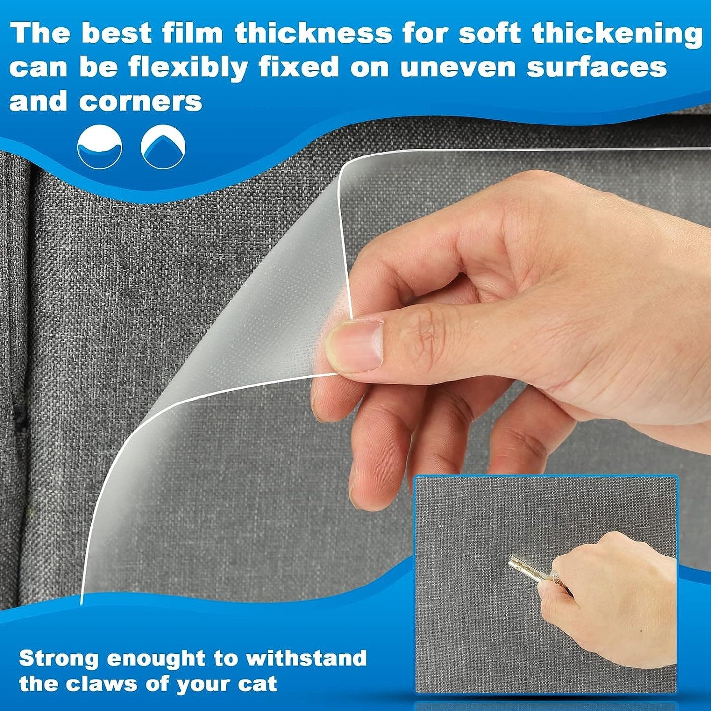 Cat Scratch Protector for Furniture Couch Sofa - Self-Adhesive Anti-Scratch Tape Claw Covers, Transparent Corner Guards, Large Size 24 Pack (17x12 Inch) - Stop Cats Scratching Chairs, Couches