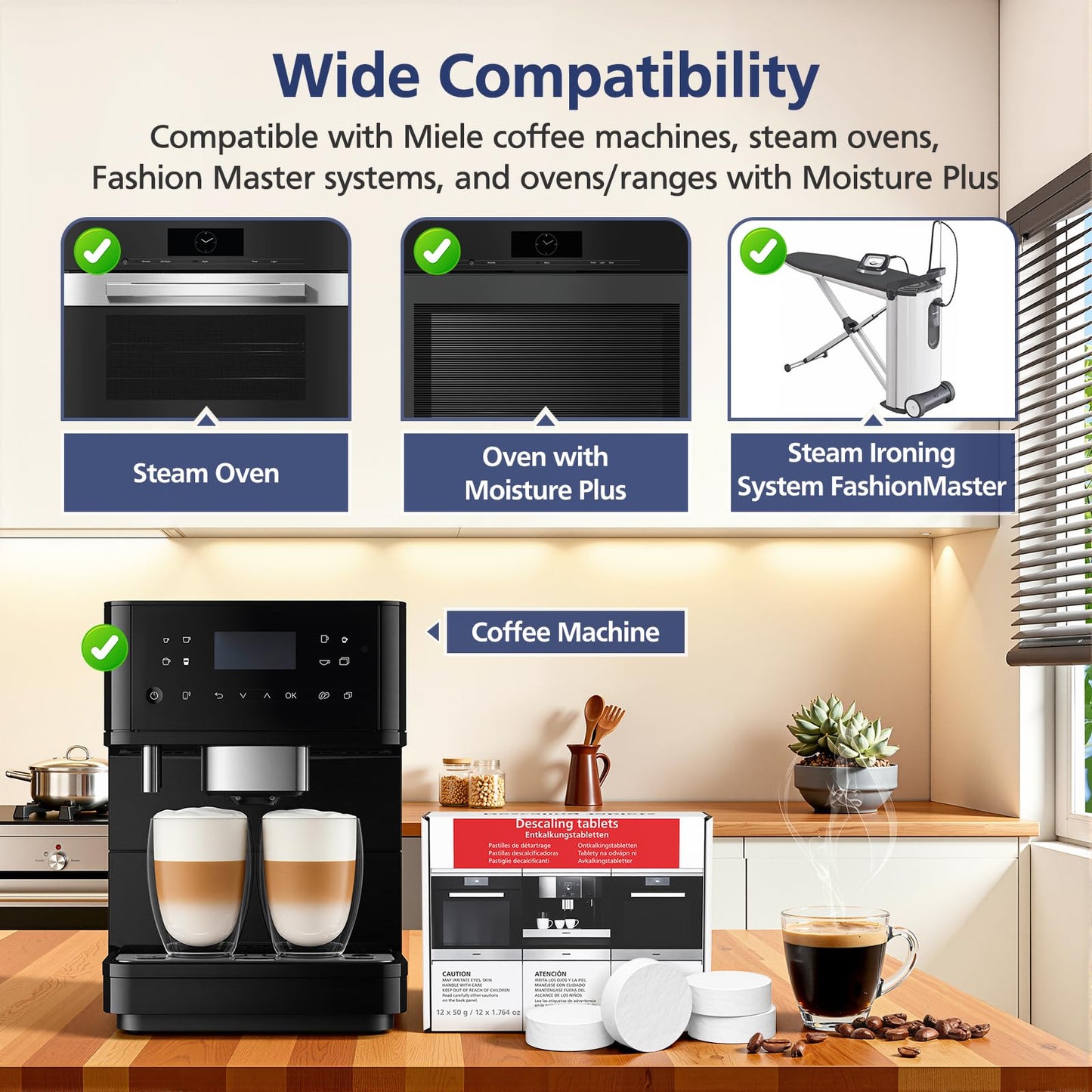 VILLAPOOL 12 Count Descaling Tablets Compatible with Miele Coffee Machines, Steam Ovens, FashionMaster, and Ovens/Ranges with Moisture Plus