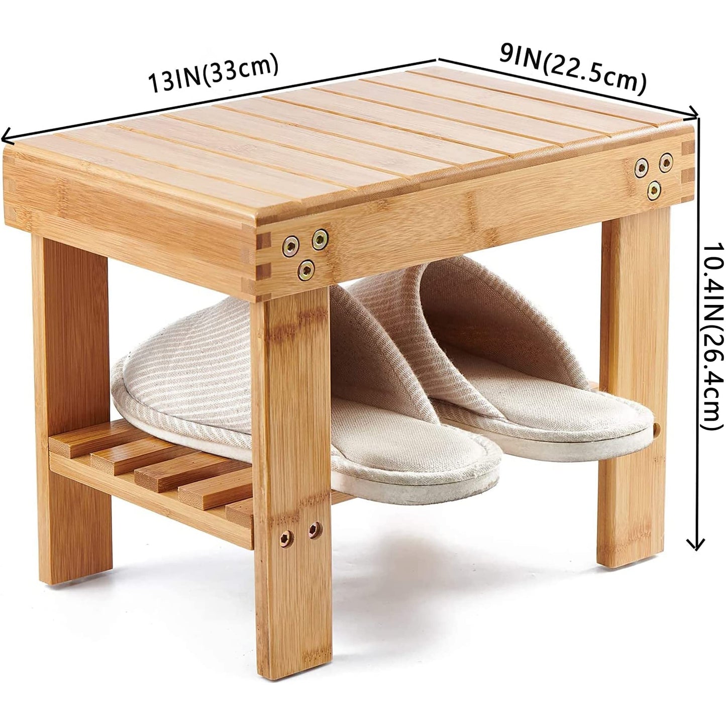 Utoplike Bamboo Small Step Stool, Bedside Stepstools for High Beds, Light Weight Foot Rest Stool with Shelf, Non-Slip Pads