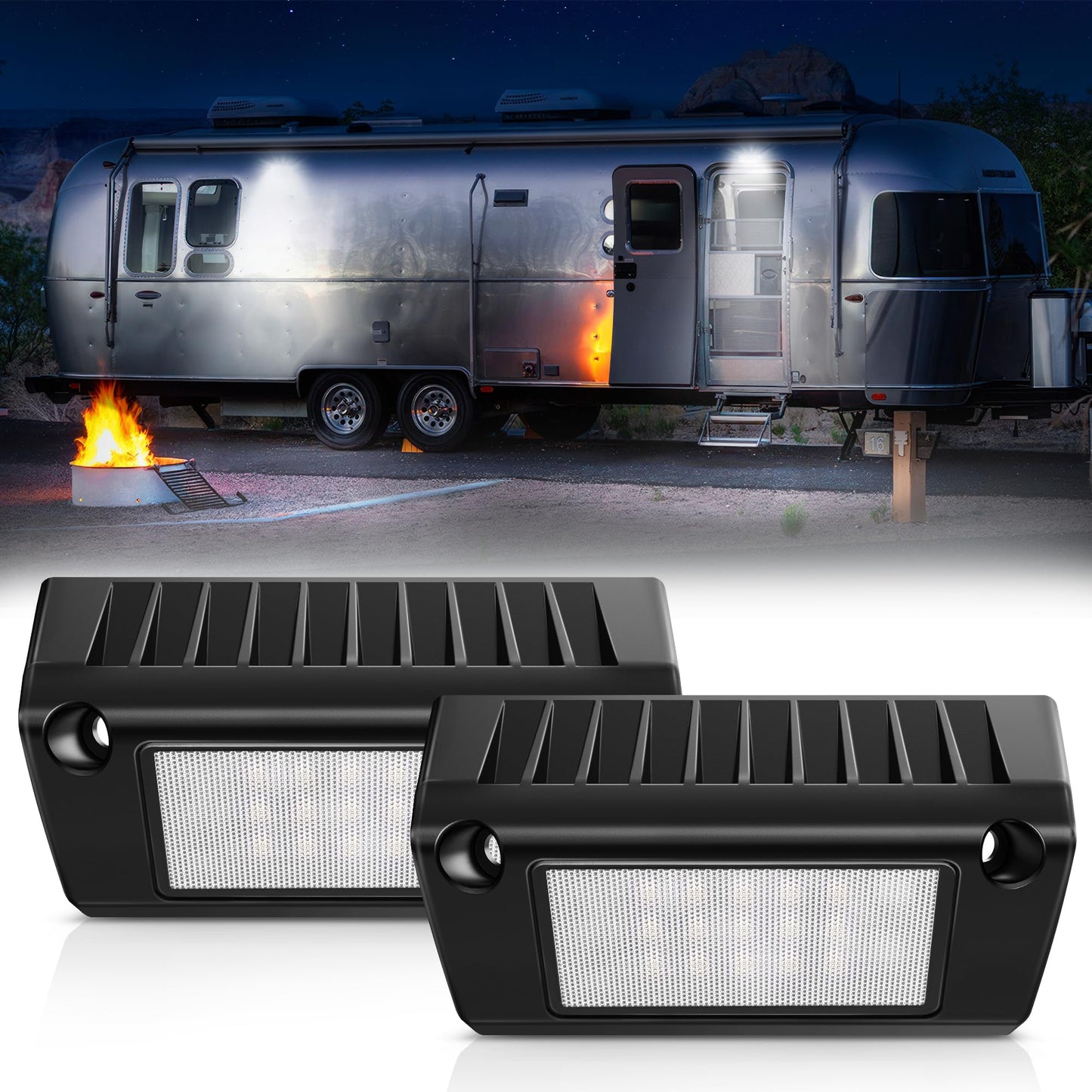 MICTUNING LED RV Exterior Porch Utility Light Waterproof 10-30V DC Low Current 5" Lighting Fixture 45W 2000LM Aluminum Base led Scene Lighting for RV, Trailer, Camper-2 Pack (6000K Nature White)