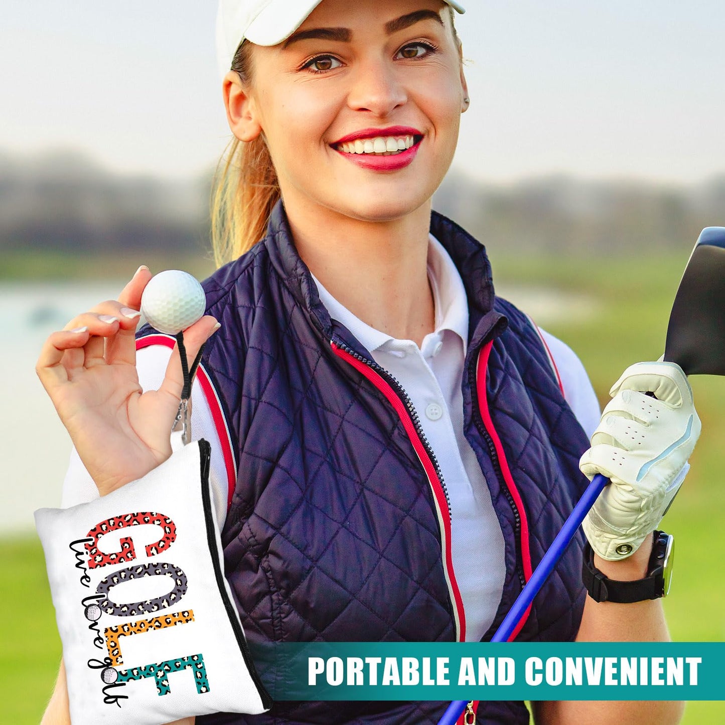 Shinylin 18 Pieces Golf Gift for Women Golfers Cosmetic Bags 9 Styles Makeup Bag Bulk Zipper Pouch Travel Toiletry Bags Purses Organizer Case for Ladies Girls Golfers Lover Player Accessories