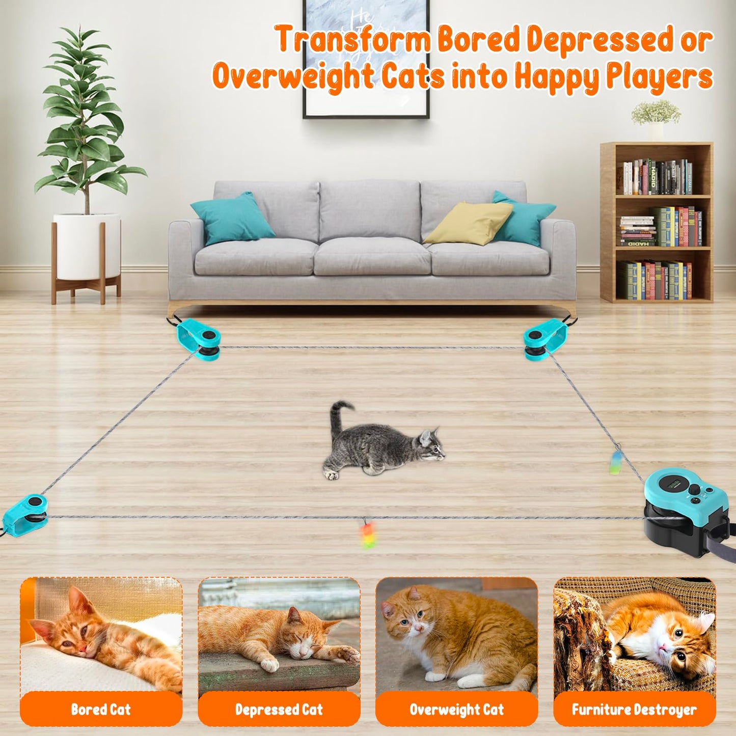 Homegroove Interactive Cat Toys for Indoor Cats, Auto/Remote Control DIY Cat Mouse Hunting Treadmill, Adjustable Speed Cat Chase Toy for Fitness, Playtime & Energy Release (Blue)