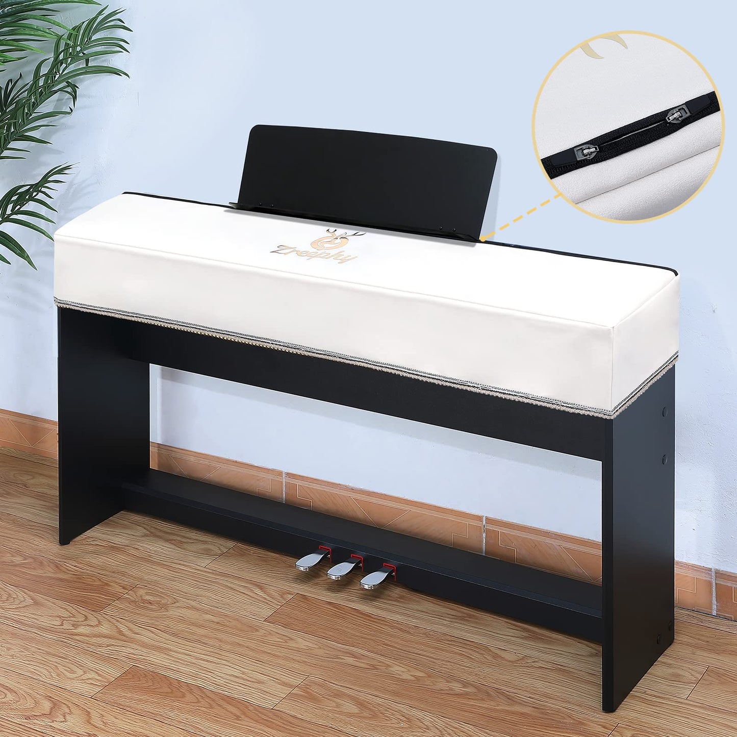 Zreephy Piano 88 Keys Keyboard Dust Cover with Music Stand Opening of Zipper Design, Dust Proof Cover Compatible for Yamaha P35 P45 P48 P71 P85 P95 P105 P115 P125 Digital Pianos Keyboards
