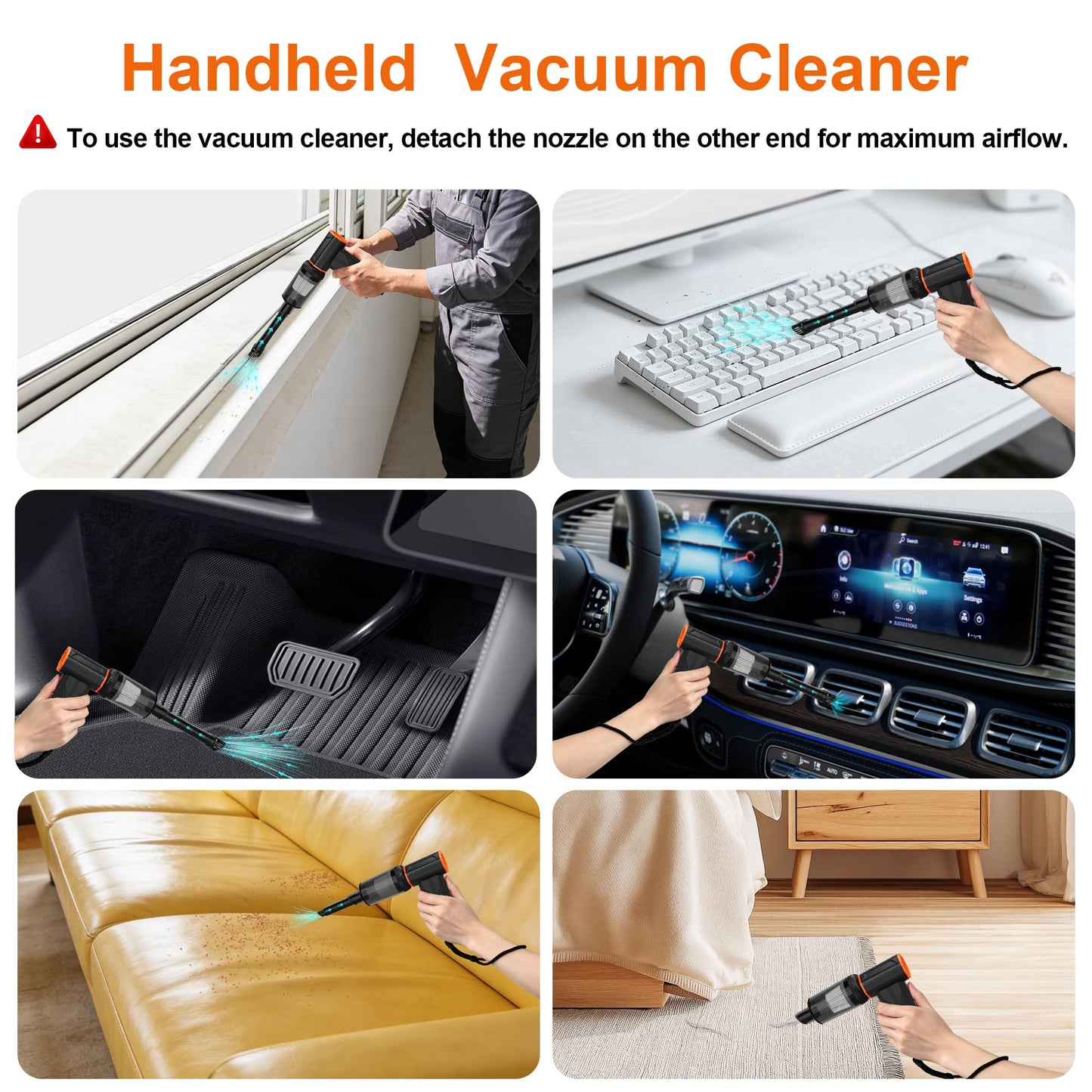 JUFINX F32MAX Compressed Air Duster-150000RPM Super Power Electric Air Duster and Vacuum Cleaner & Bag Vacuum Sealer 3-in-1，for PC Keyboard Cleaning, Car Interior Cleaning.